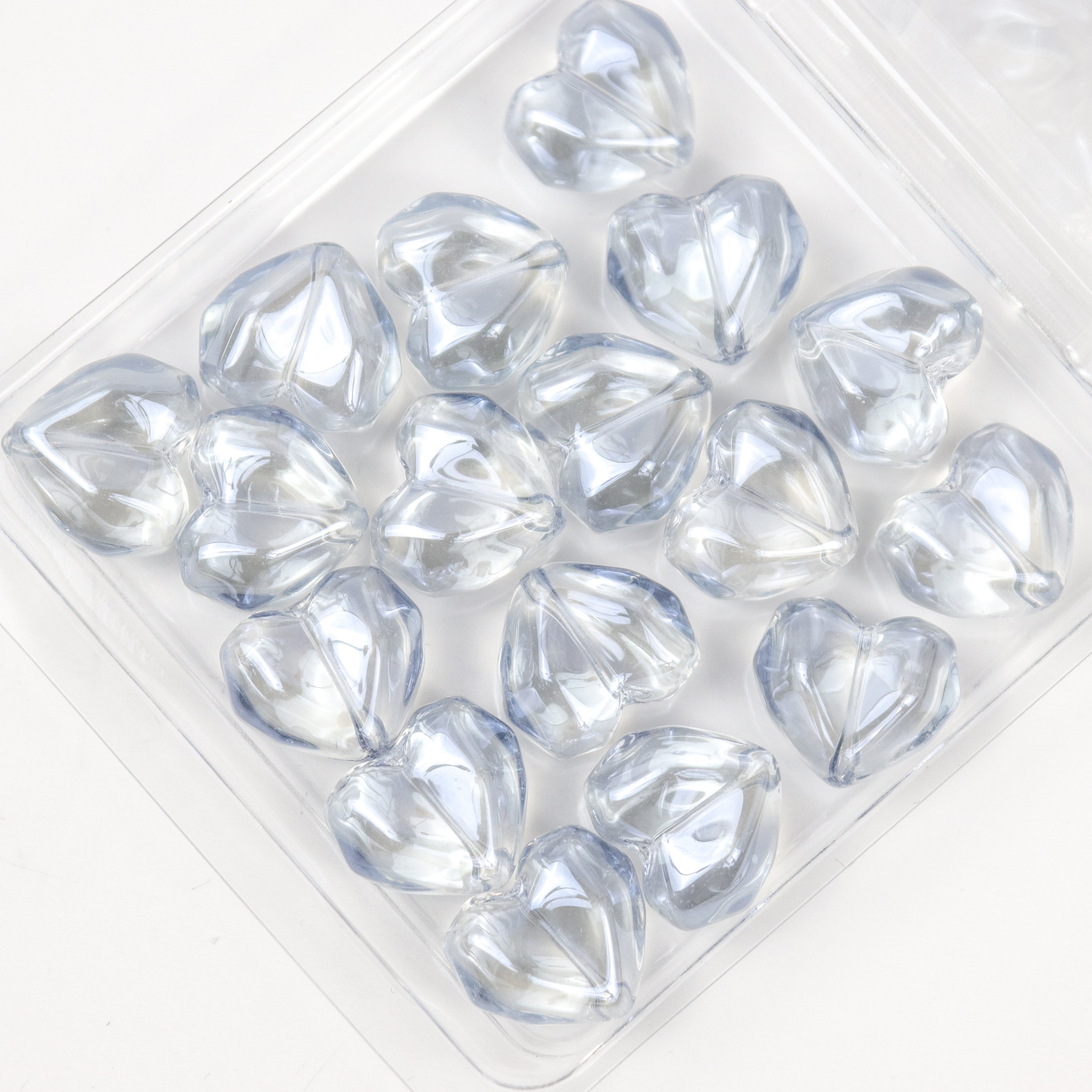 12x14mm Grey Glass Faceted Heart Bead Half Strand