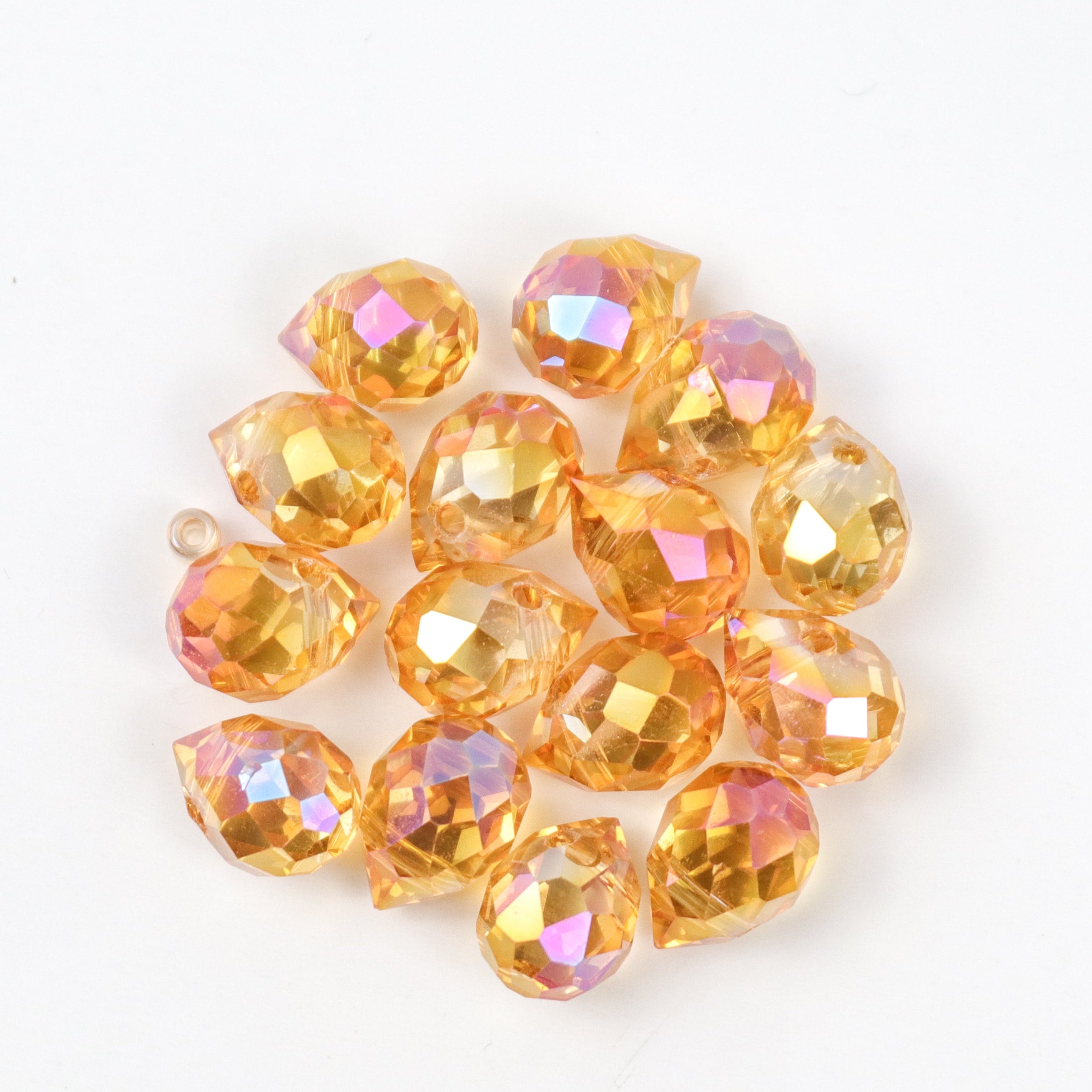 10x8mm Orange Crystal Faceted Teardrop Bead Pack (15 Beads)