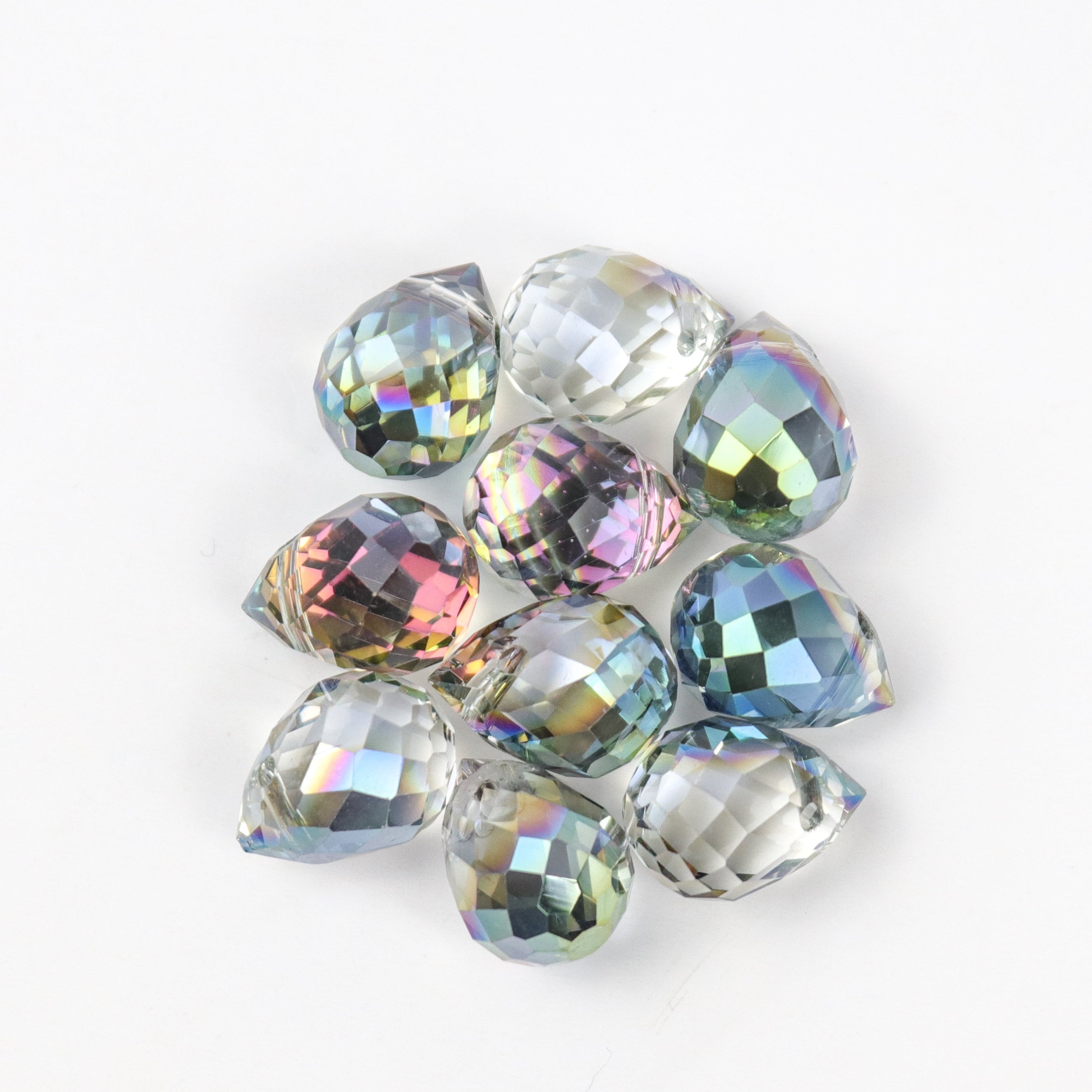 13x10mm Blue/Grey Crystal Faceted Teardrop Bead Pack (10 Beads)