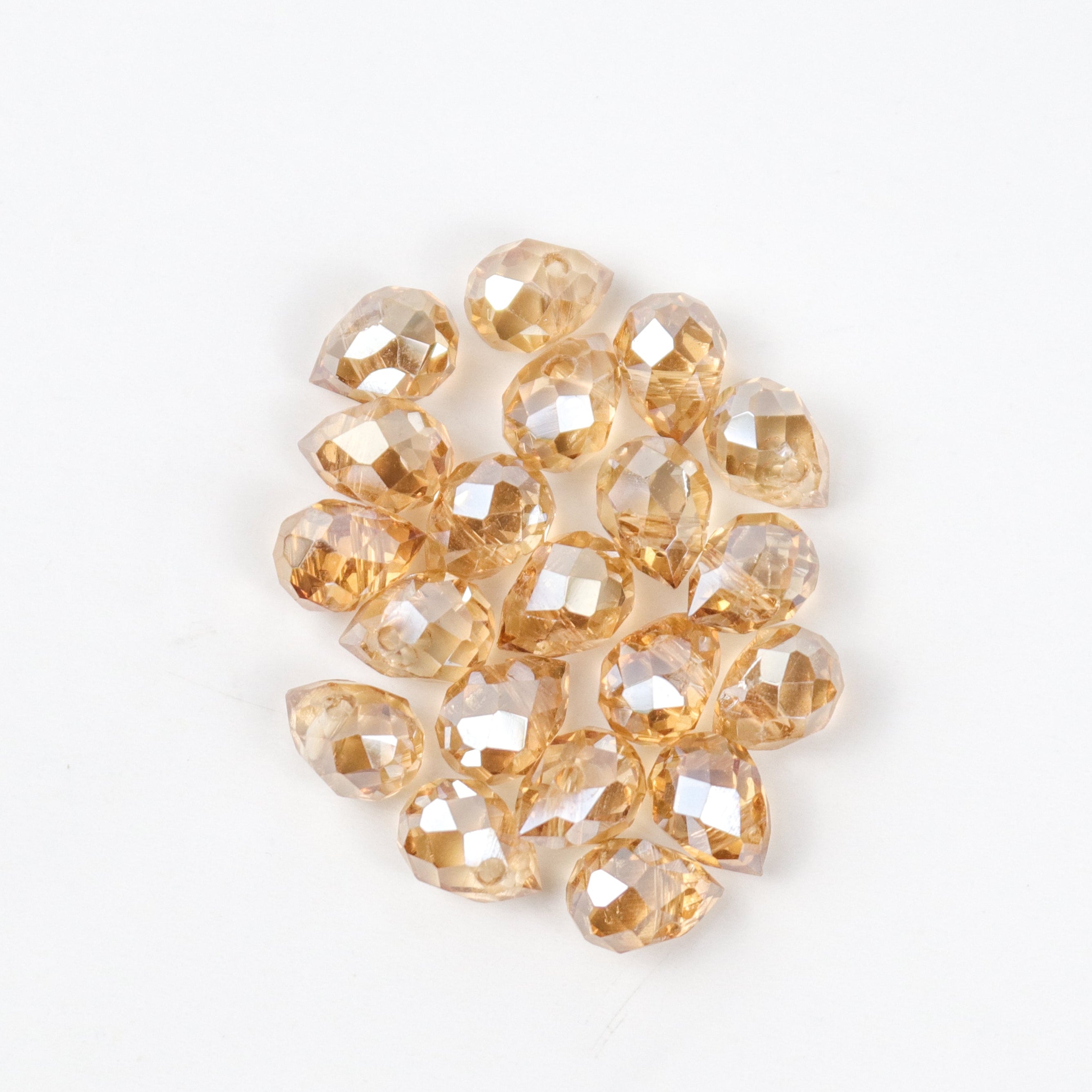 8x6mm Golden Coloured Crystal Faceted Teardrop Bead Pack (20 Beads)