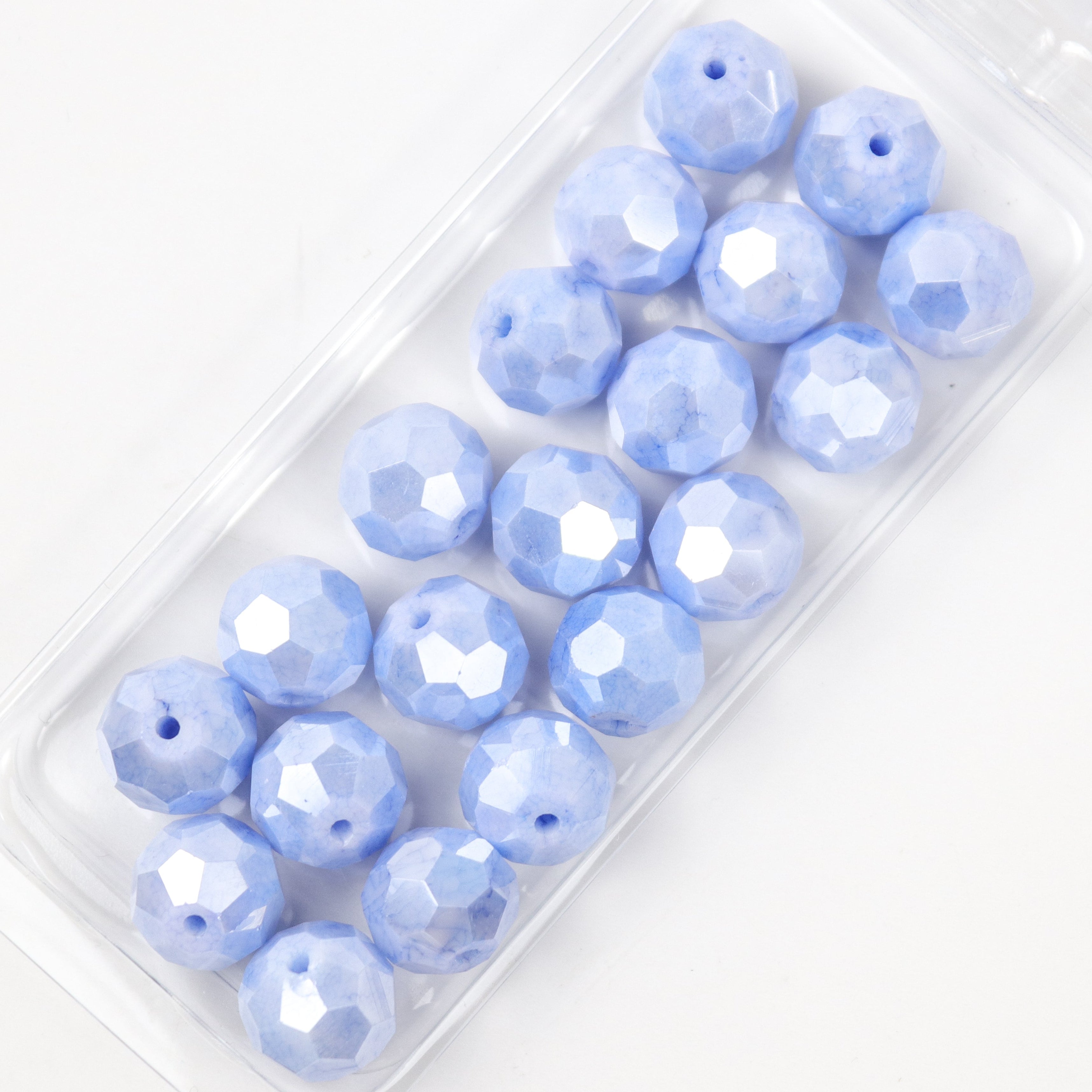 10mm Blue Electroplated Faceted Round Glass Bead Half Strand