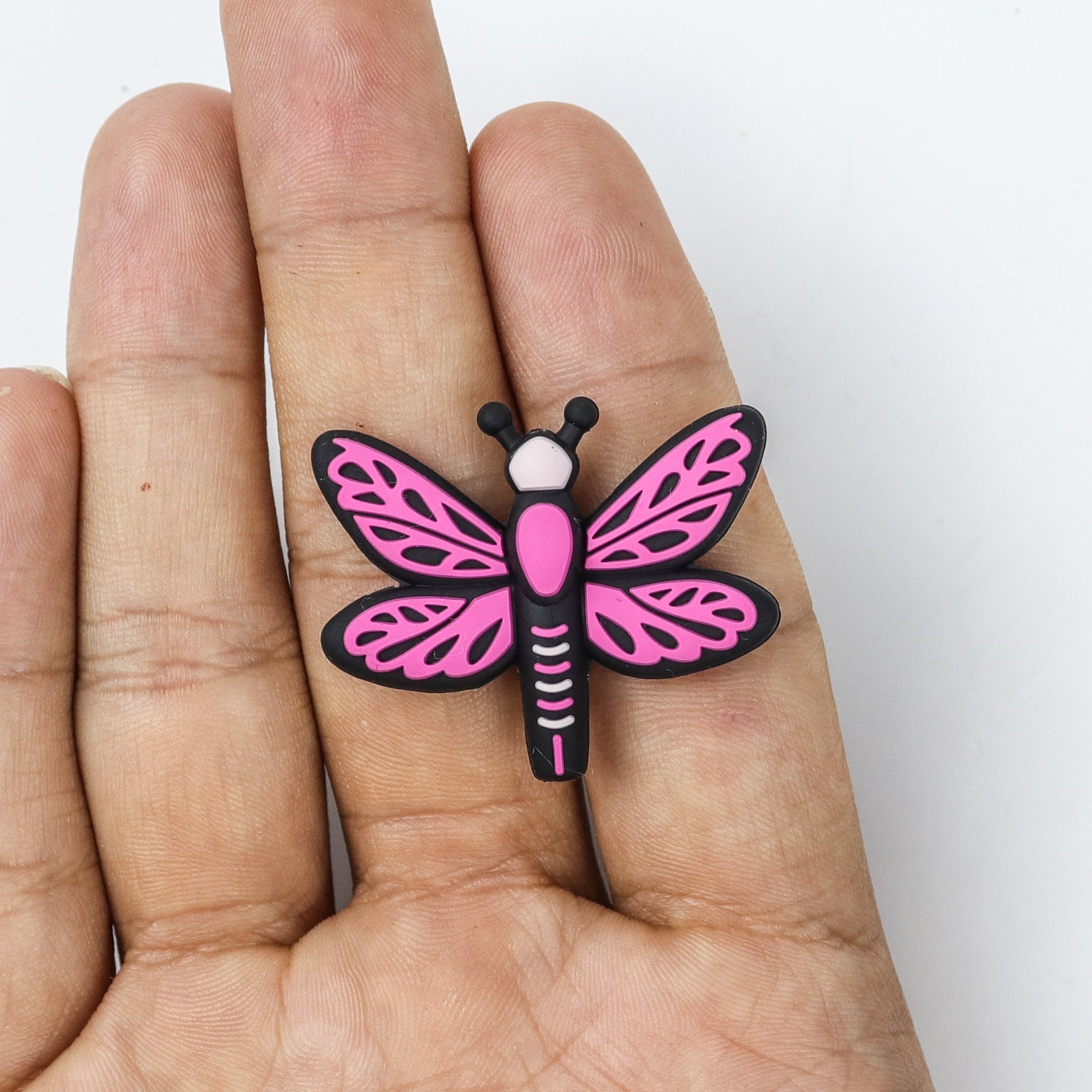 Pink Butterfly Silicone/Acrylic Focal Bead