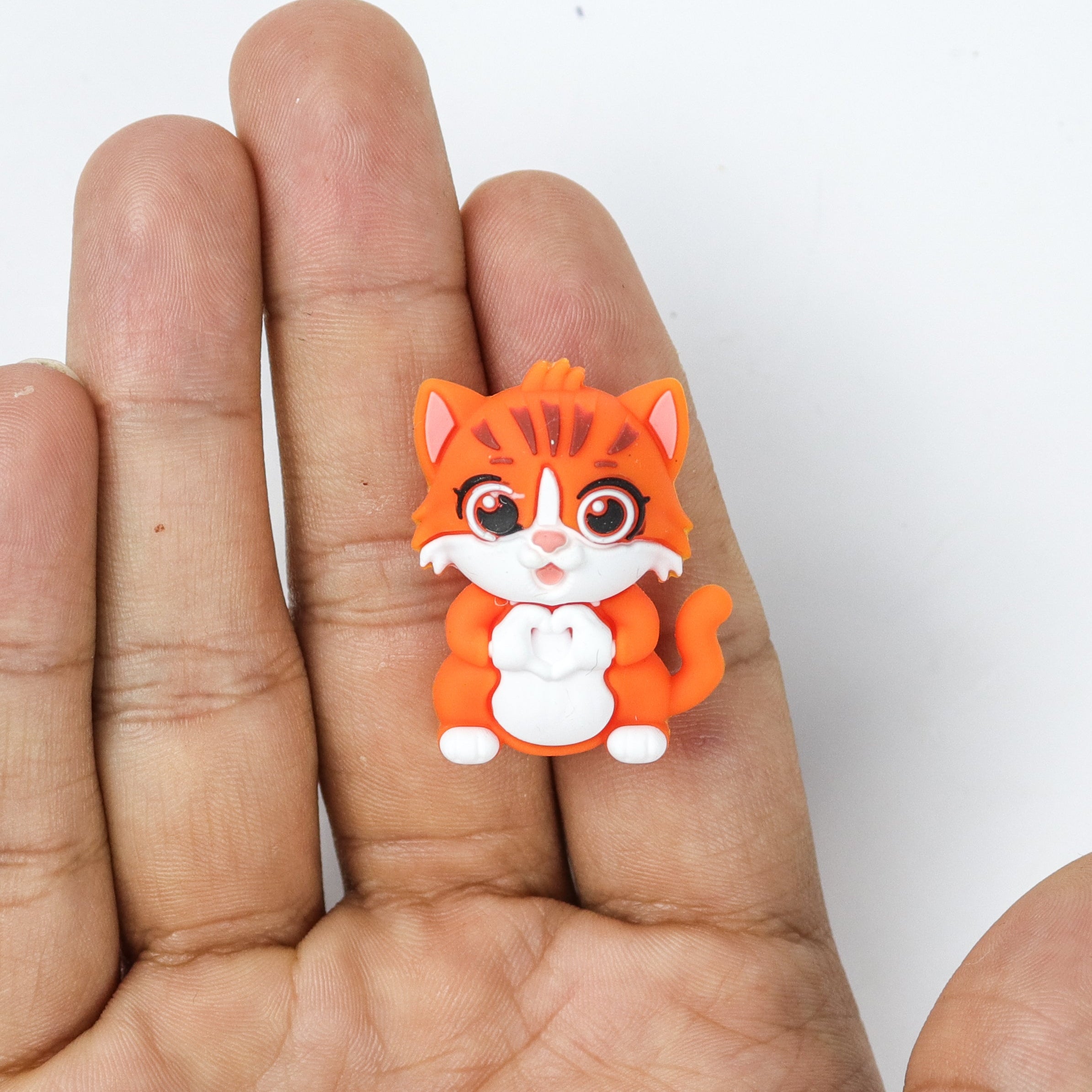 Orange Kitty Silicone/Acrylic Focal Bead