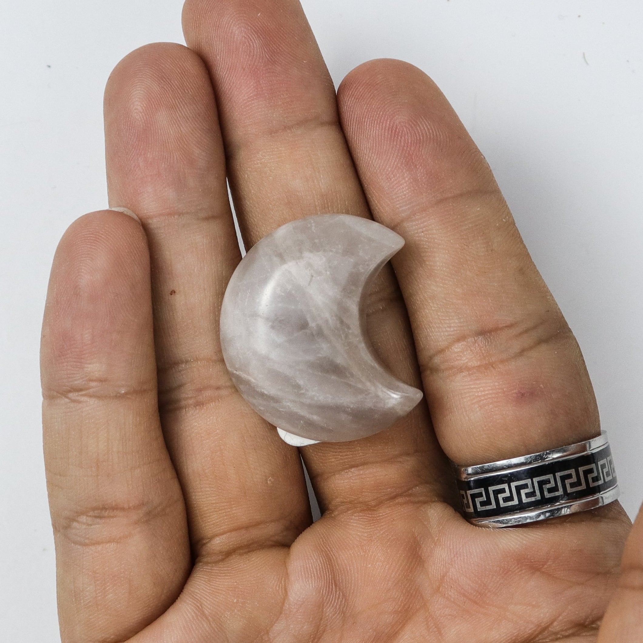 1 Inch Blue Rose Quartz Moon C4
