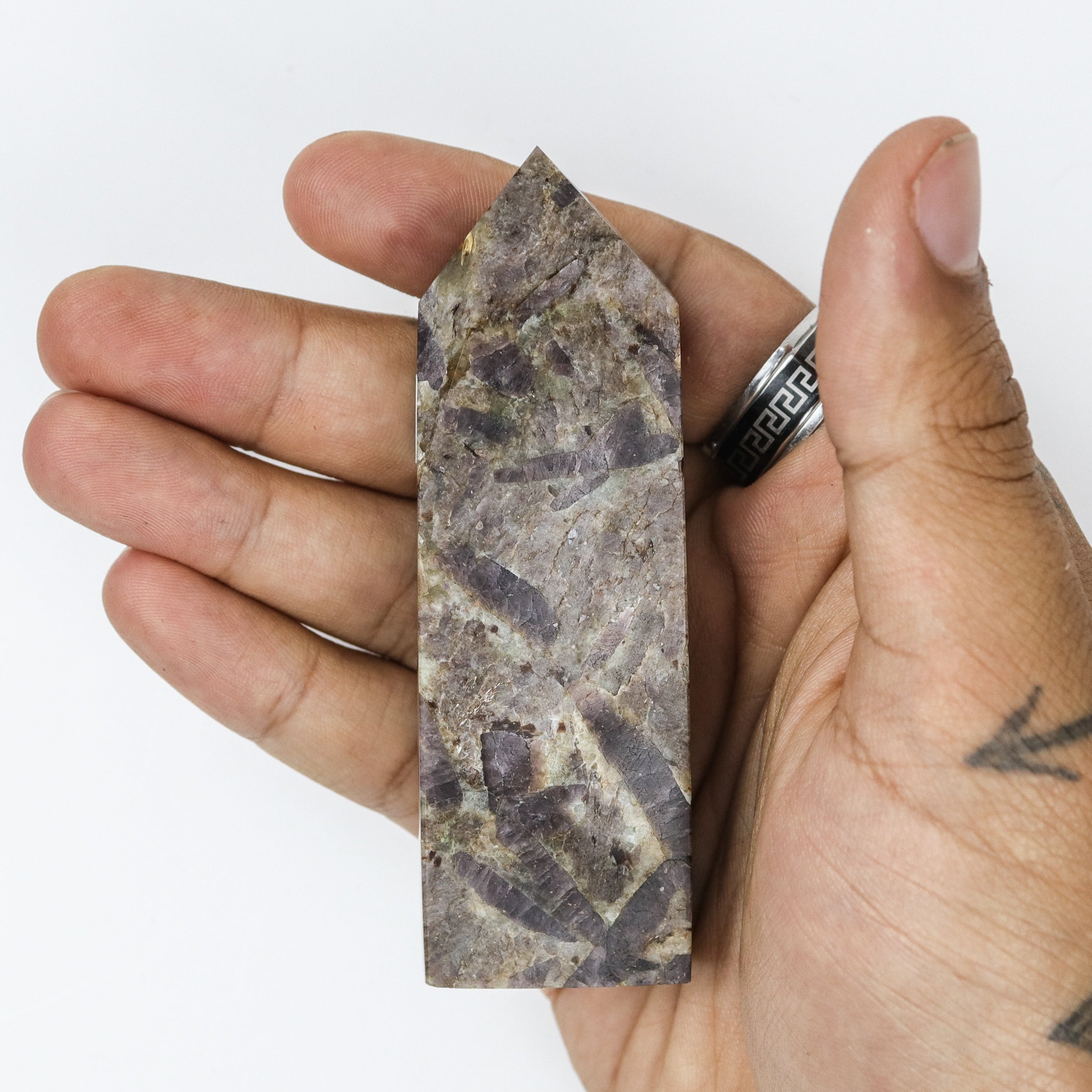 3.5 Inch Lepidolite & Garnet Tower A7