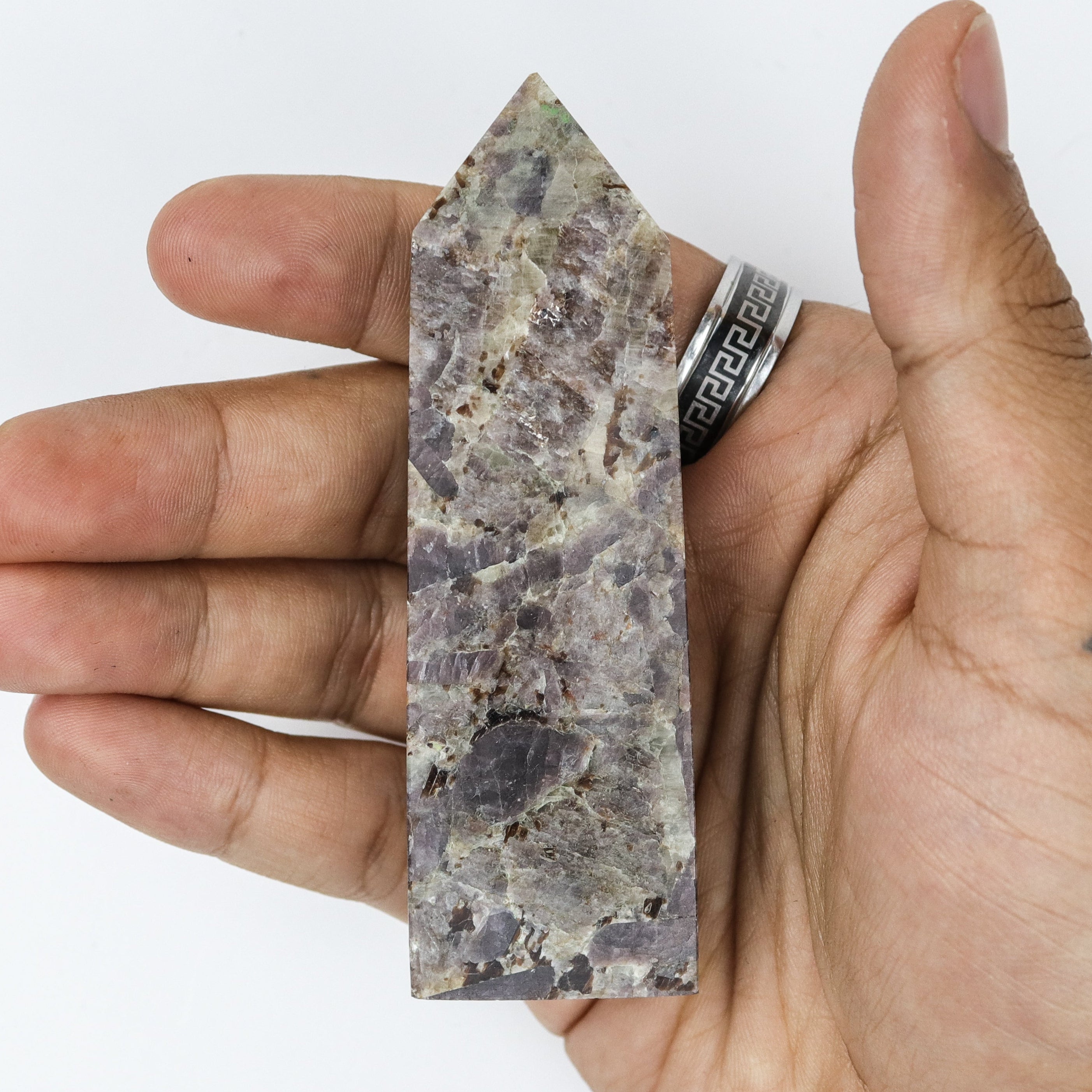 3.5 Inch Lepidolite & Garnet Tower D7