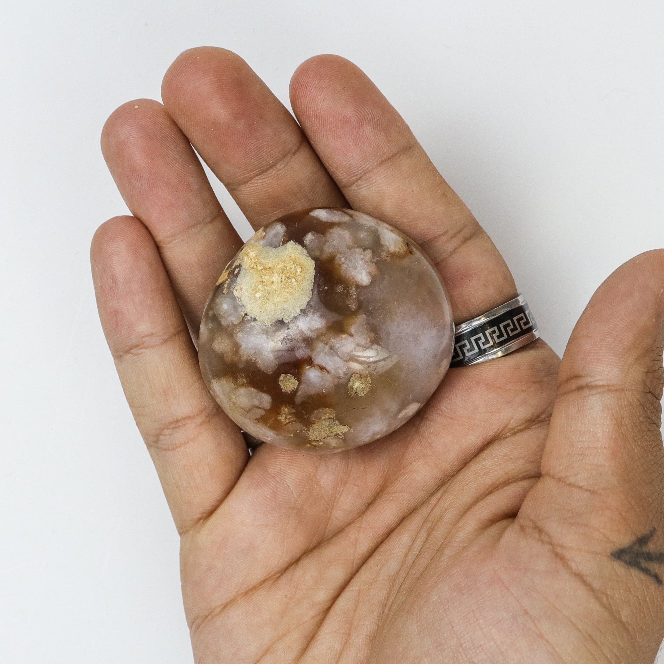 1.5 Inch Flower Agate Palm Stone L5