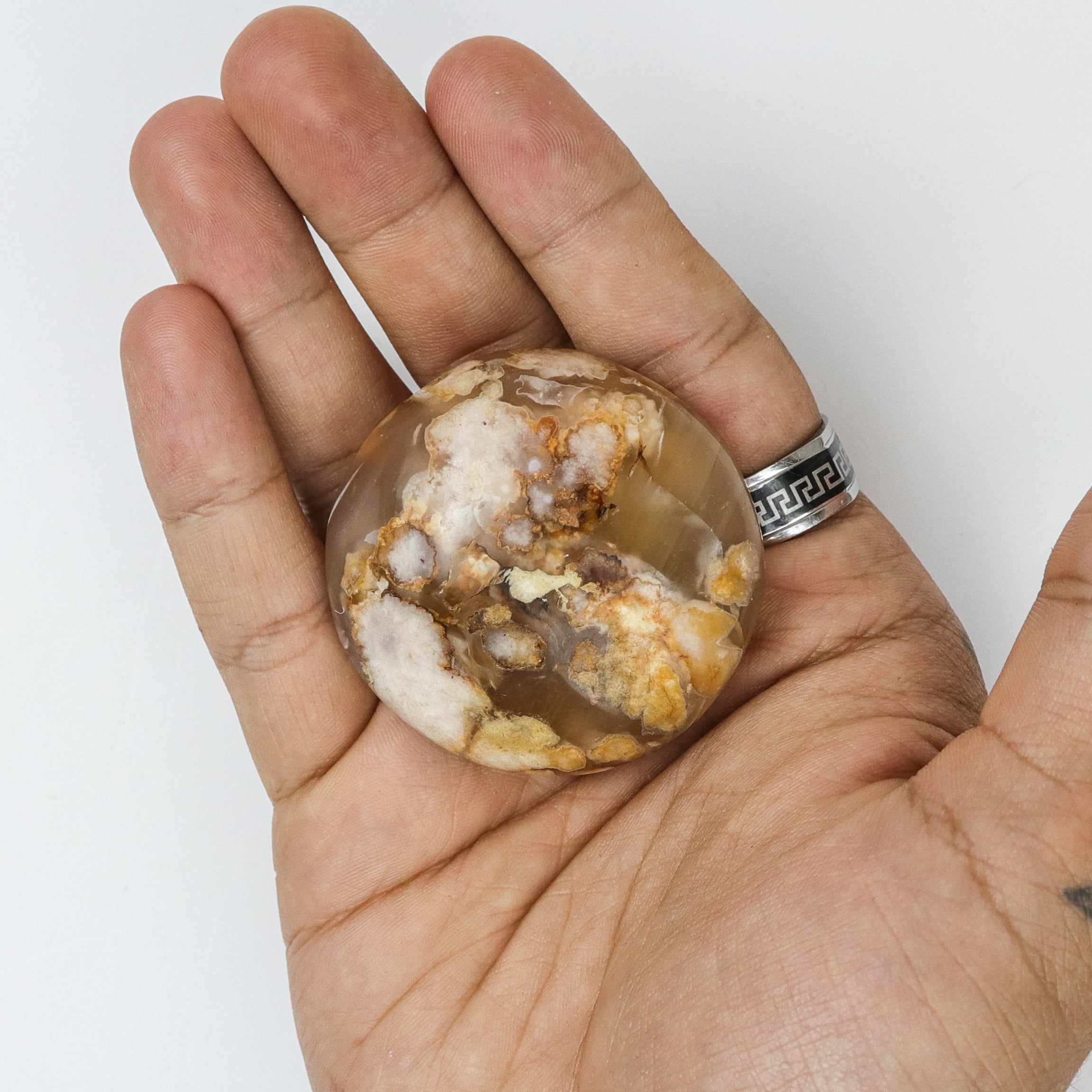 2 Inch Flower Agate Palm Stone W5
