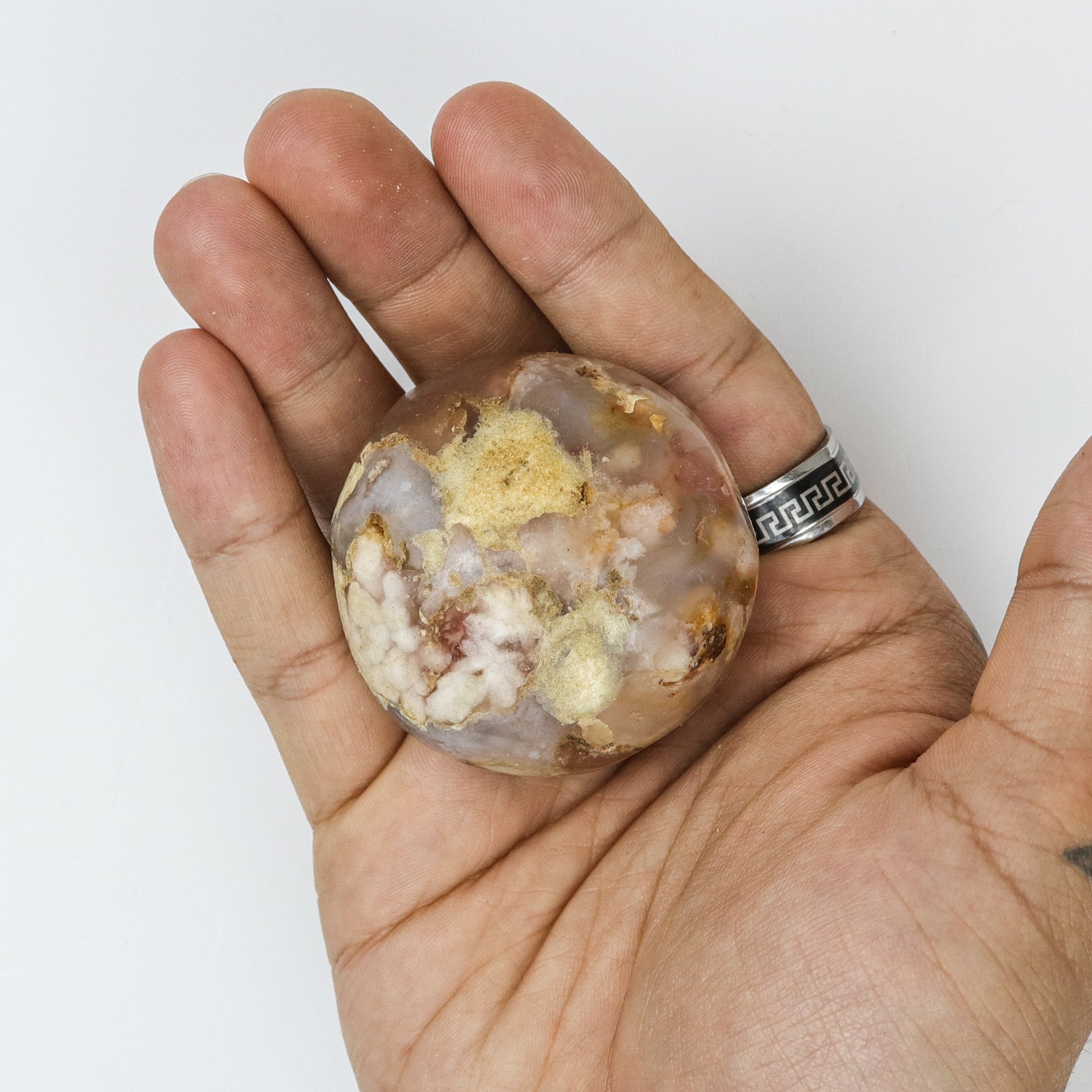 2 Inch Flower Agate Palm Stone G6
