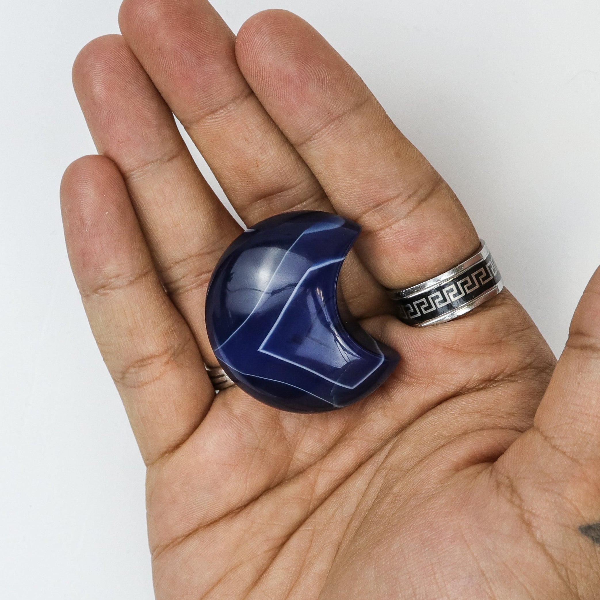 1.5 Inch Dyed Blue Agate Moon A3