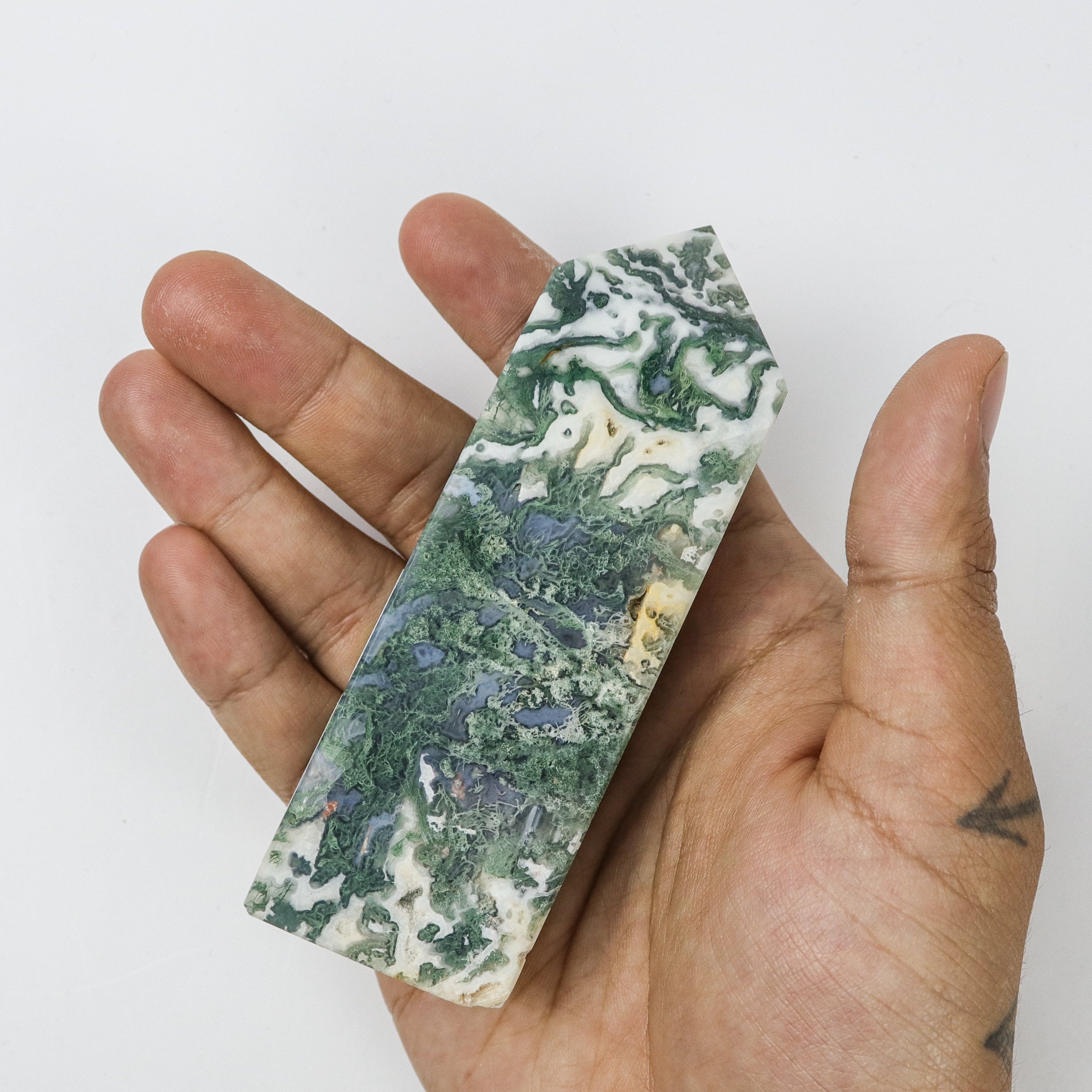 4 Inch Moss/Tree Agate Tower C20