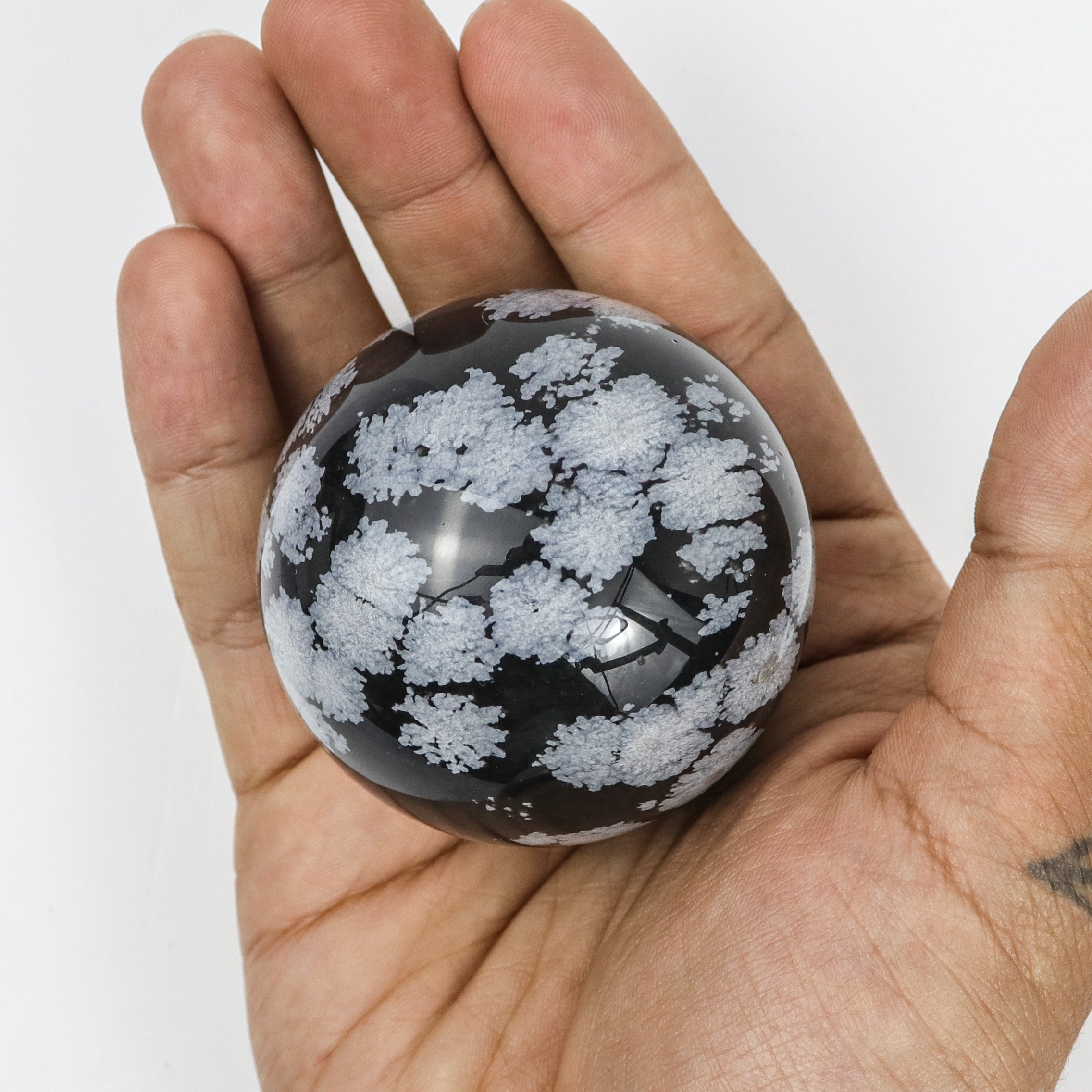 2 Inch Snowflake Obsidian Sphere D14