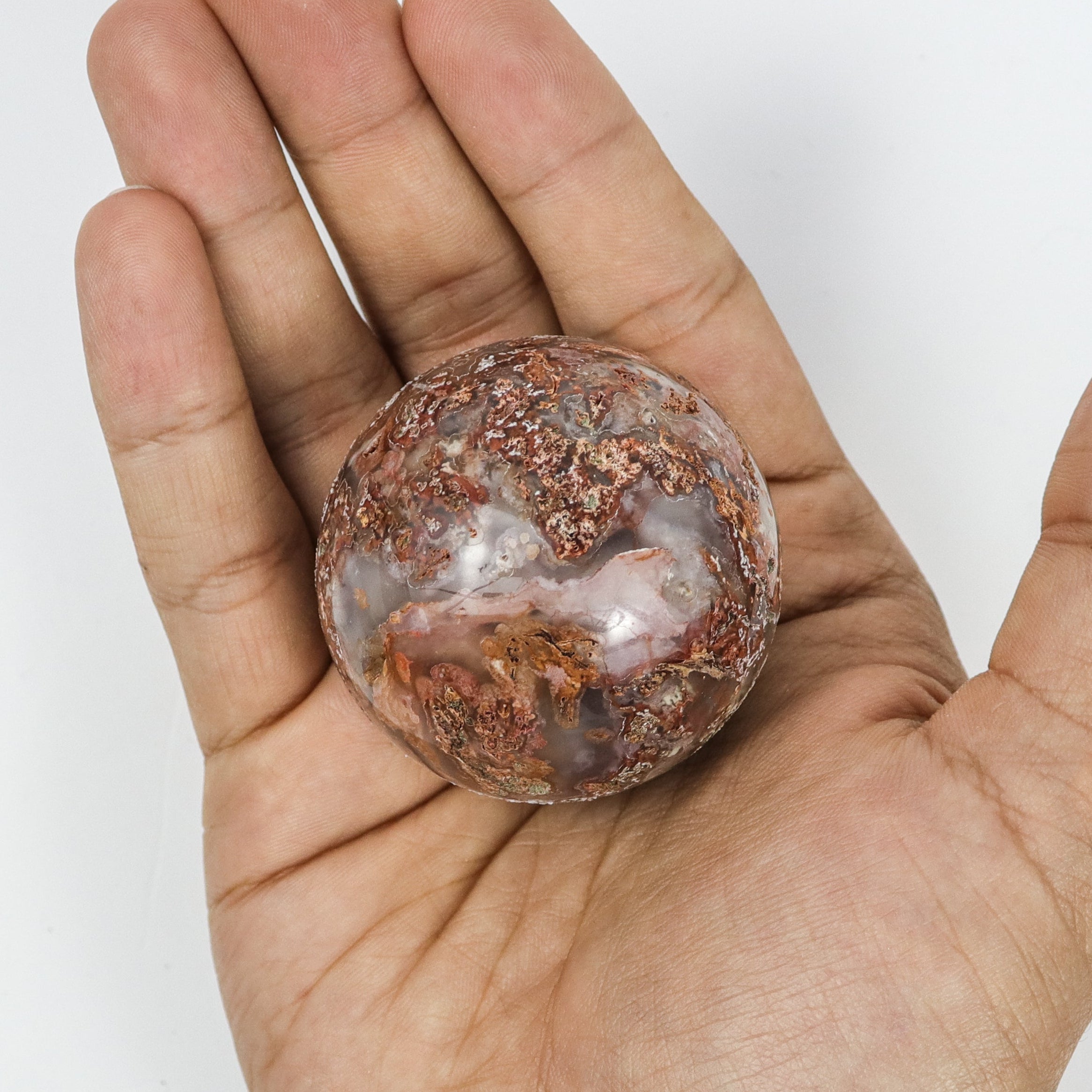 1.5 Inch Red Moss Agate Sphere V18