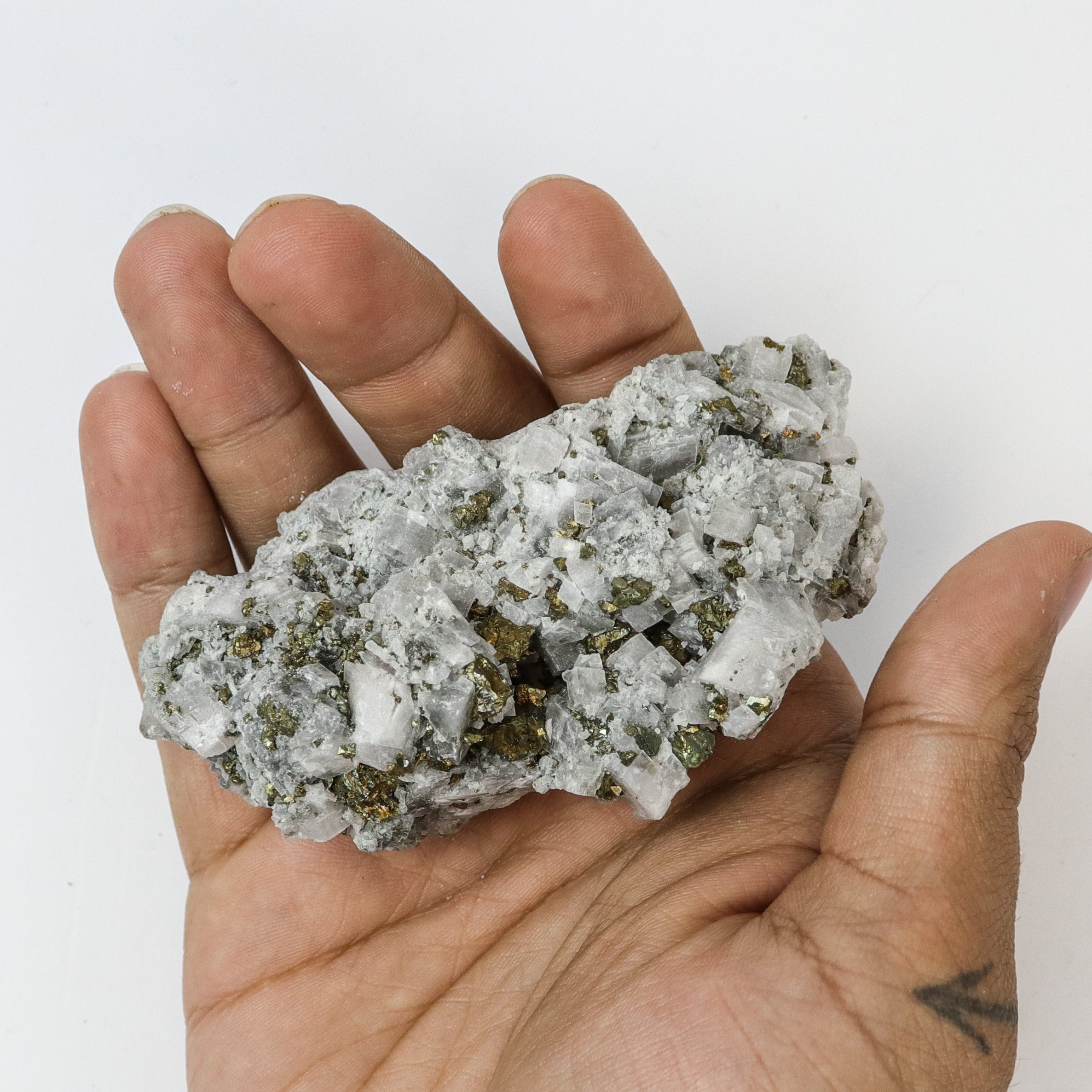 3.5 Inch Calcite w Pyrite C9