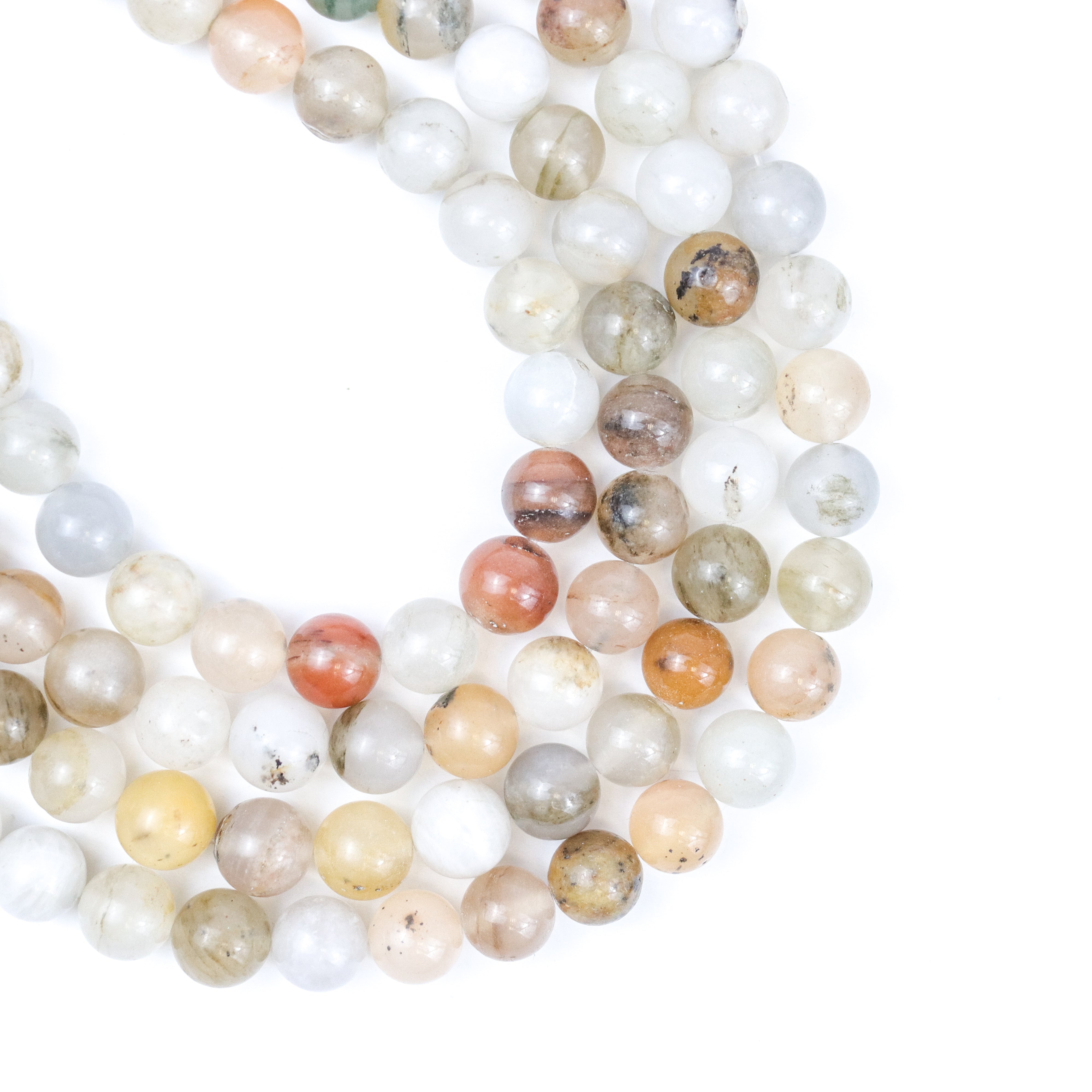 10mm MW Dendritic Sunrise Chalcedony Bead Strand
