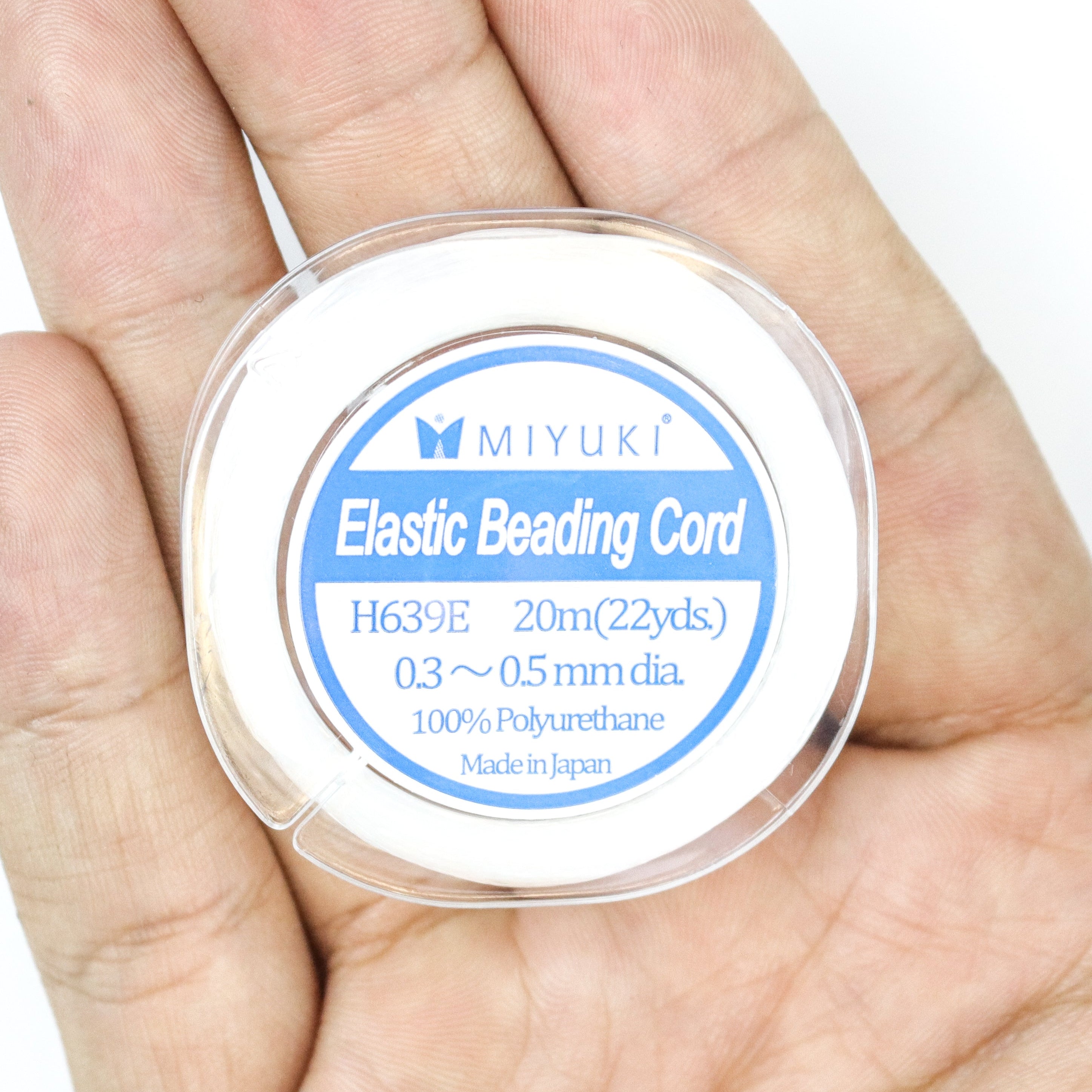 0.4mm White Miyuki Elastic Cord 20 Metres