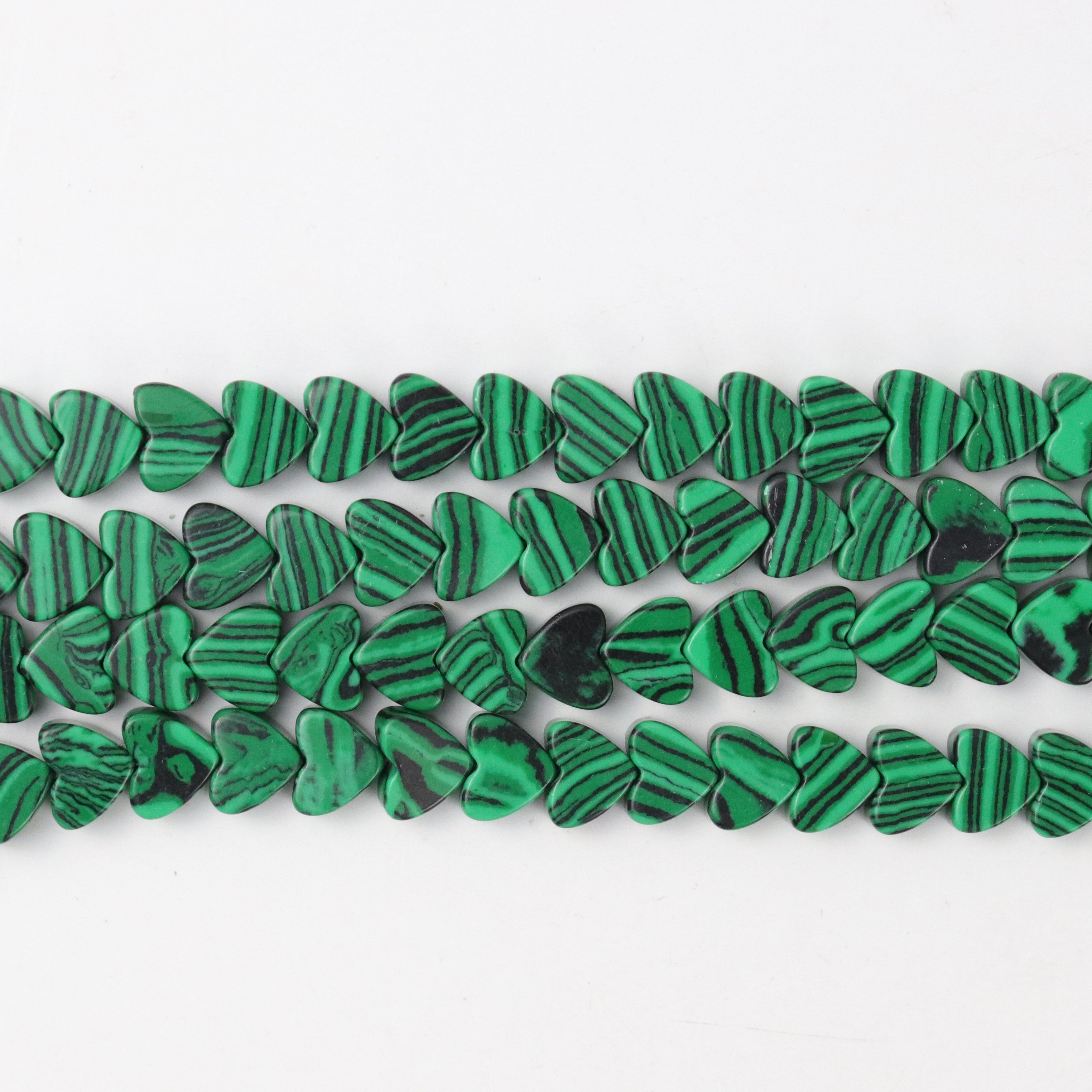 8mm Green Acrylic Flat Heart Bead Half Strand