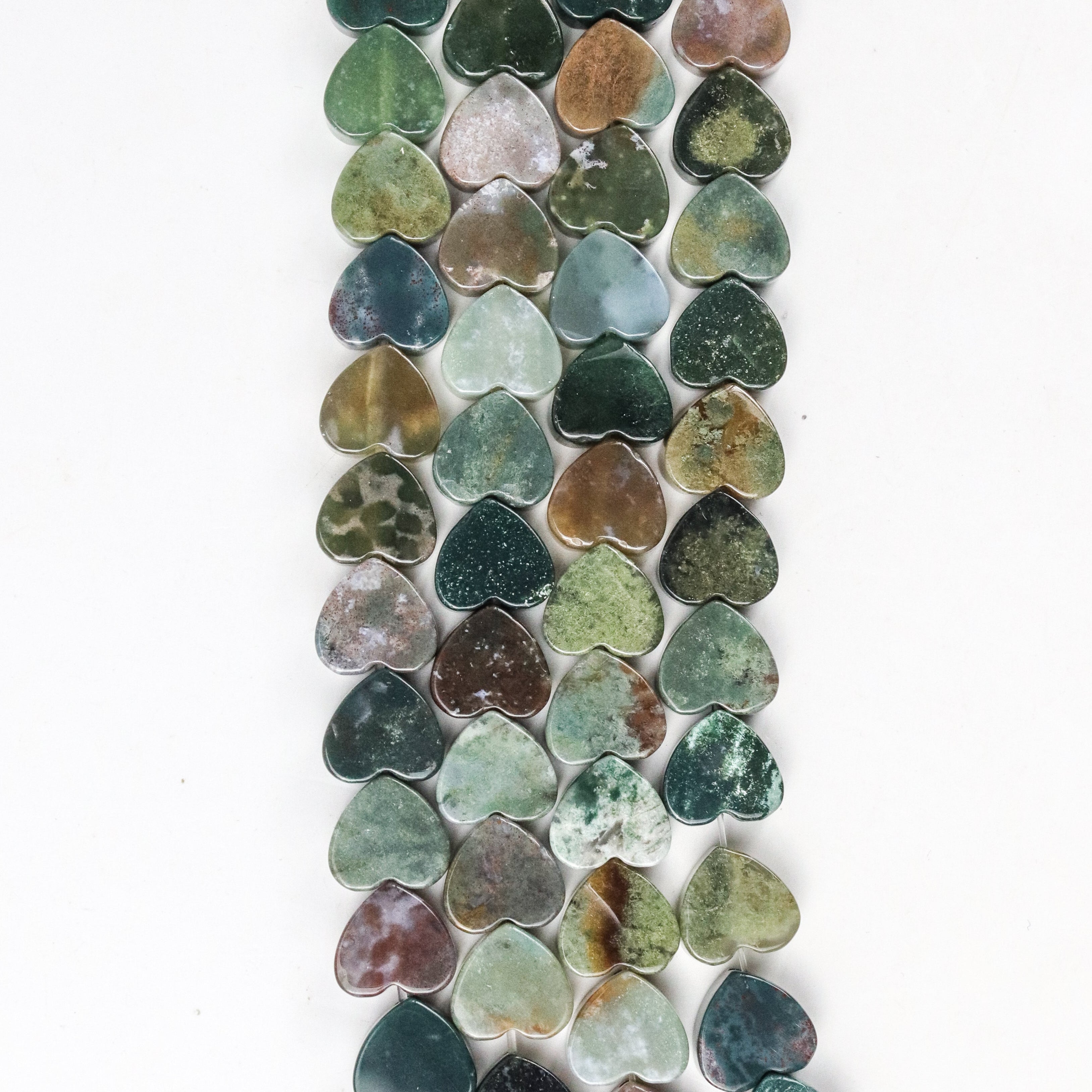 10mm Indian Agate Flat Heart Bead Half Strand