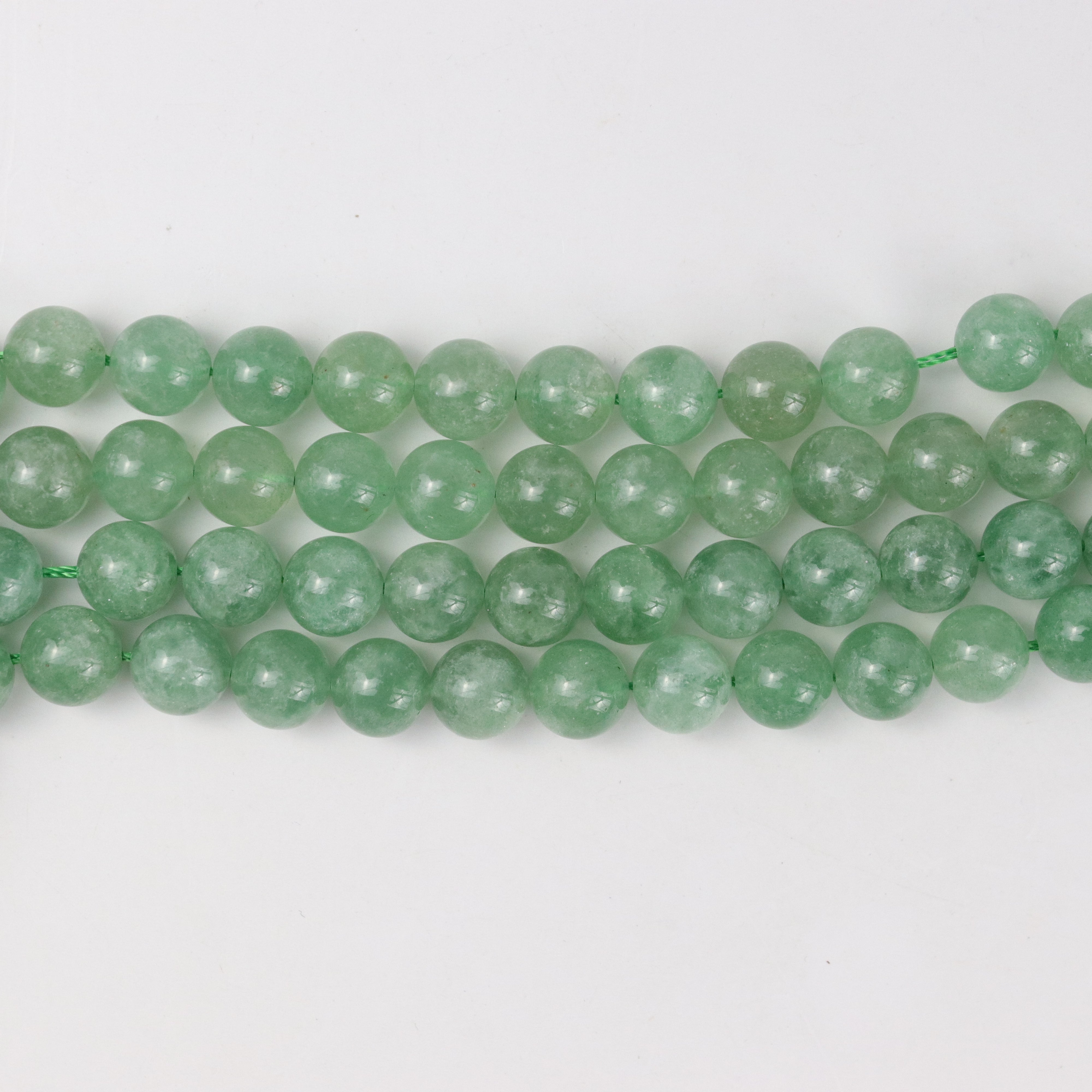 10mm Green Strawberry Quartz Bead Half Strand