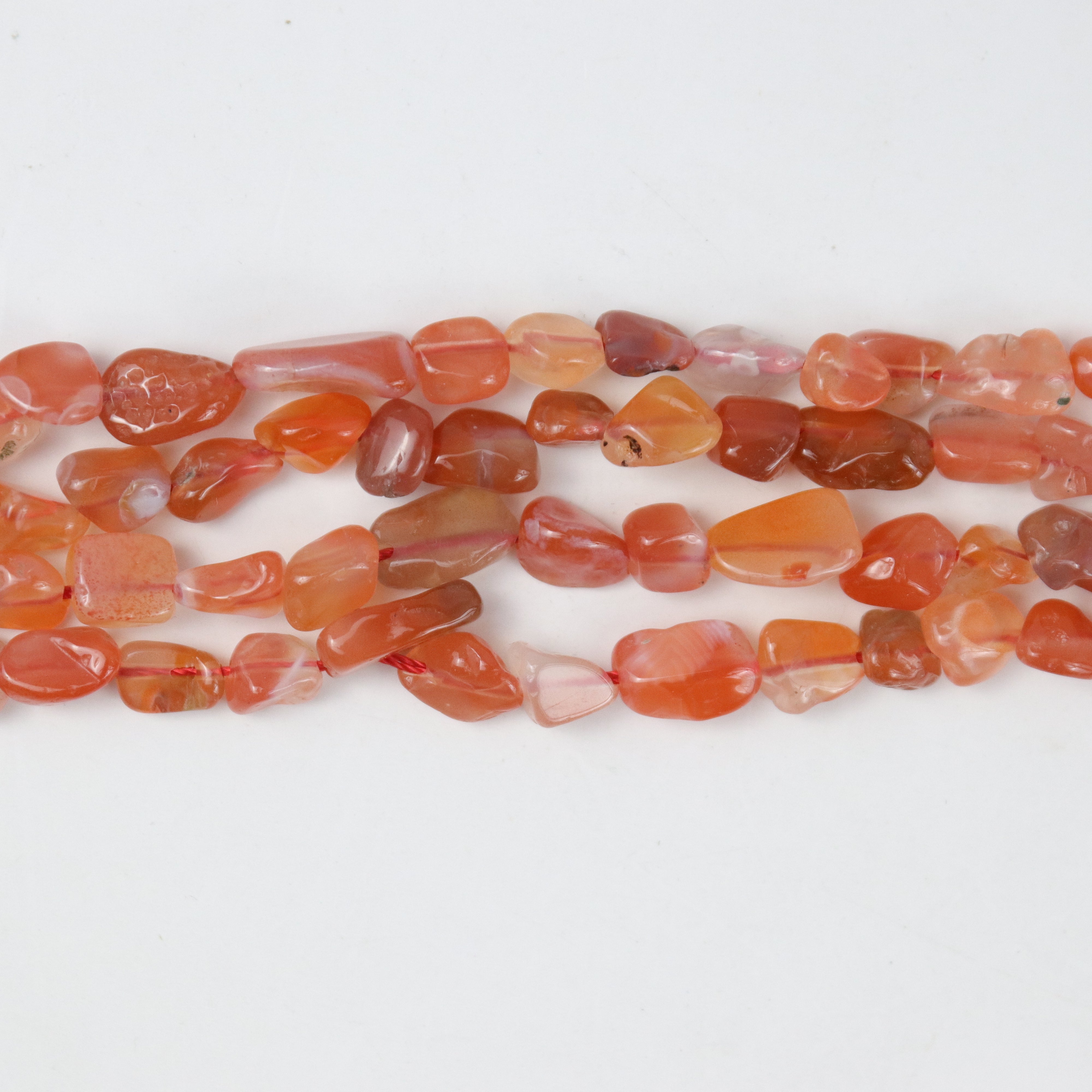 Small Yanyuan Scarlet Agate Nugget Bead Half Strand