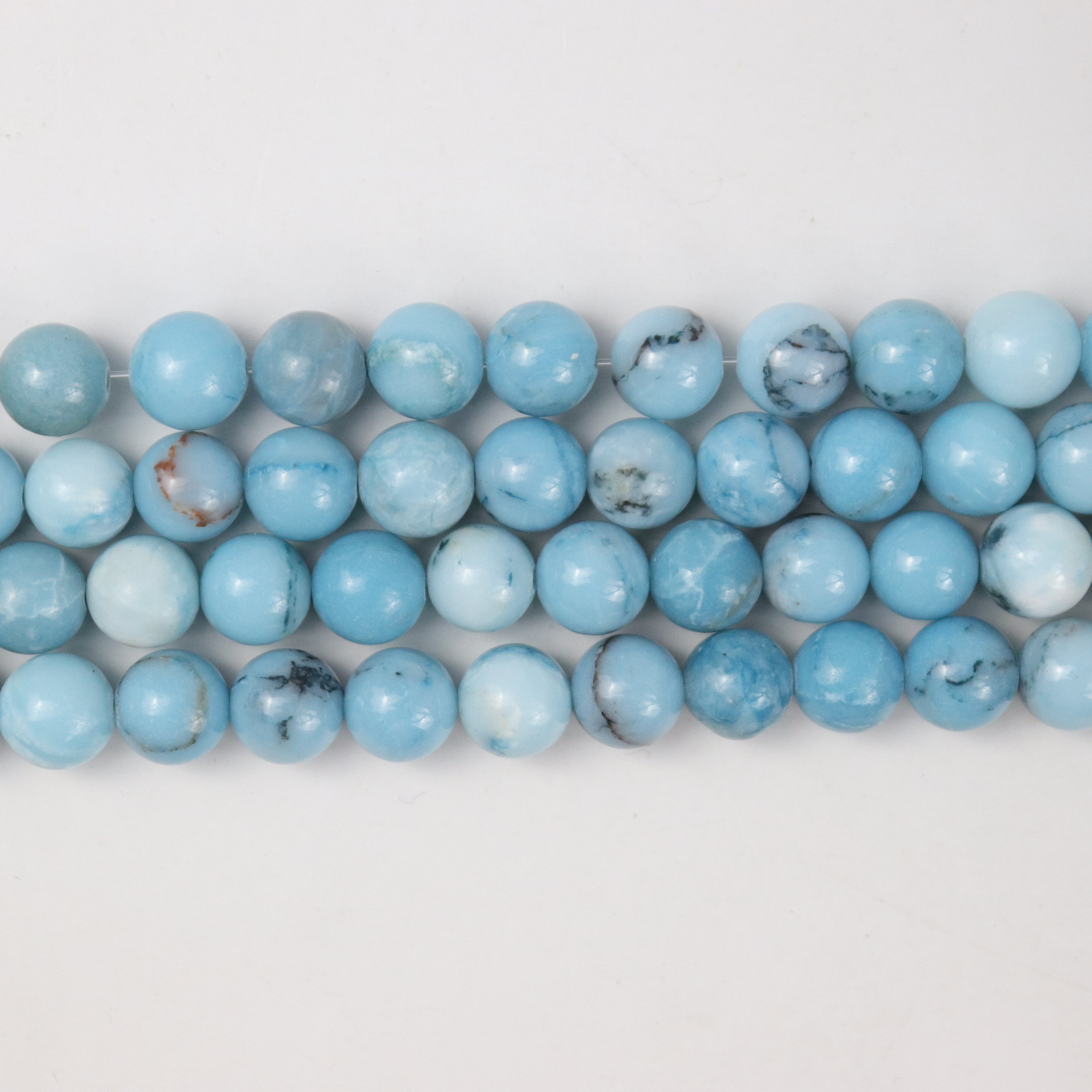 8mm Emulated Larimar Quartz Bead Half Strand
