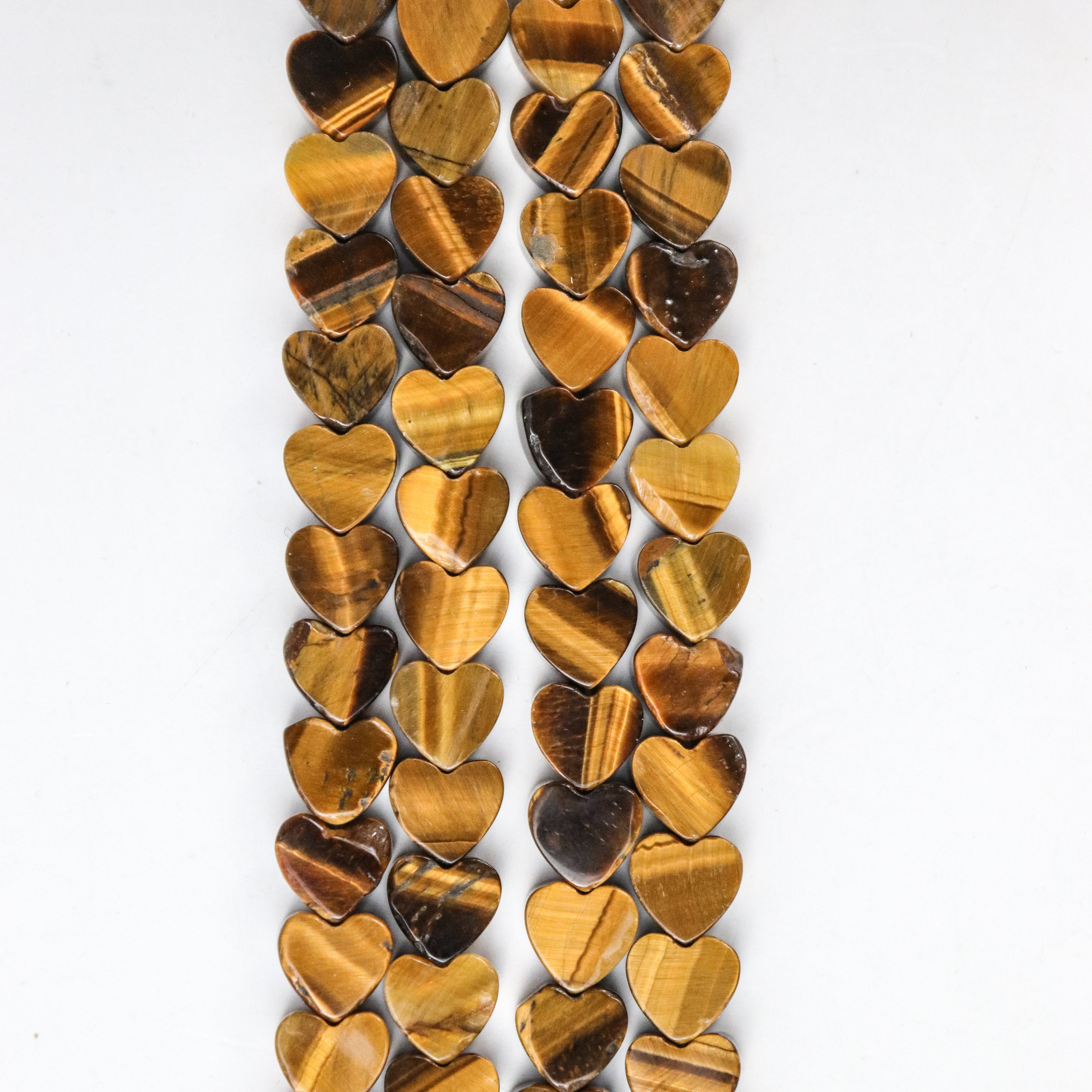 8mm Tiger's Eye Flat Heart Bead Half Strand F6