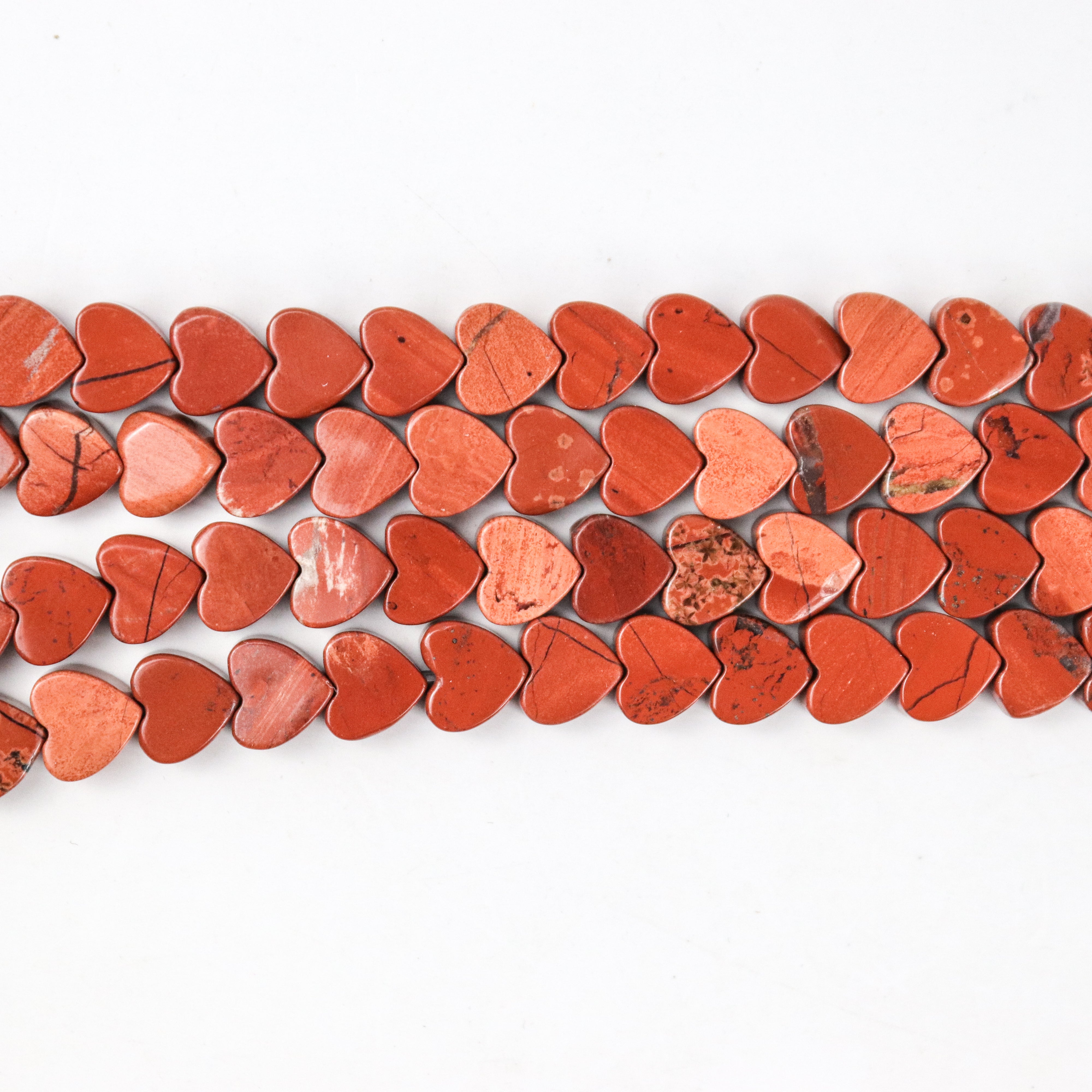 8mm Red Jasper Flat Heart Bead Half Strand