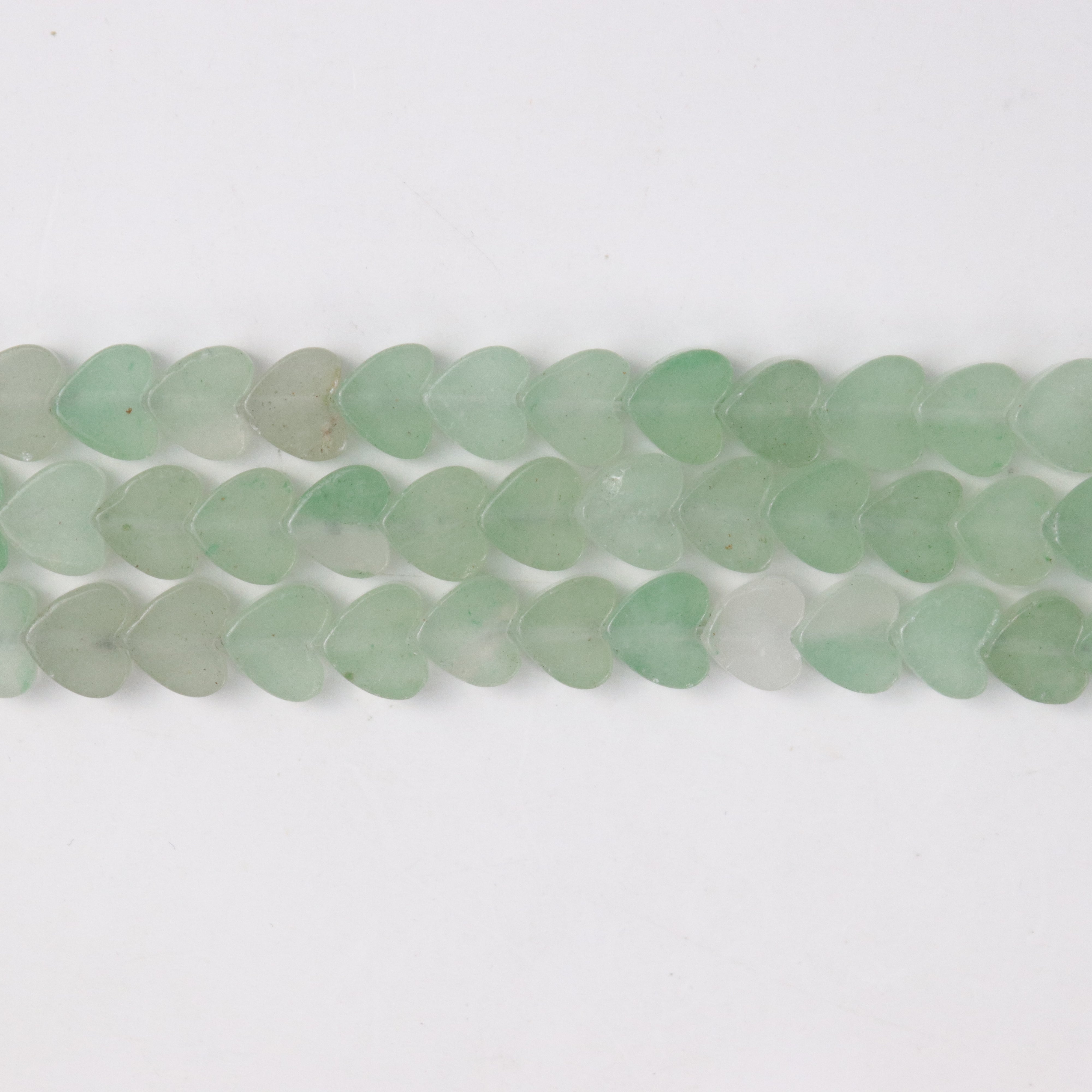8mm Green Aventurine Flat Heart Bead Half Strand