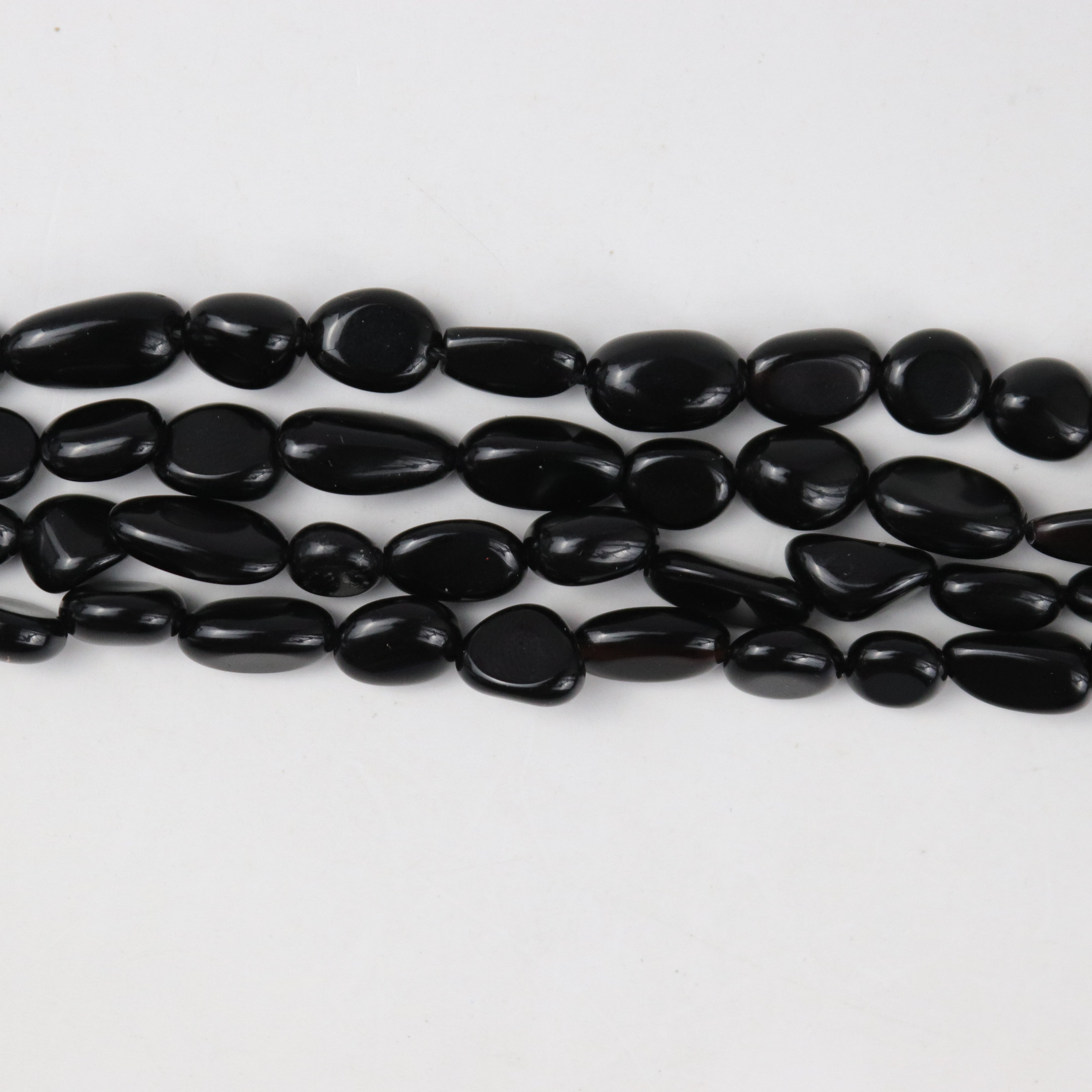 Small Black Obsidian Nugget Bead Half Strand