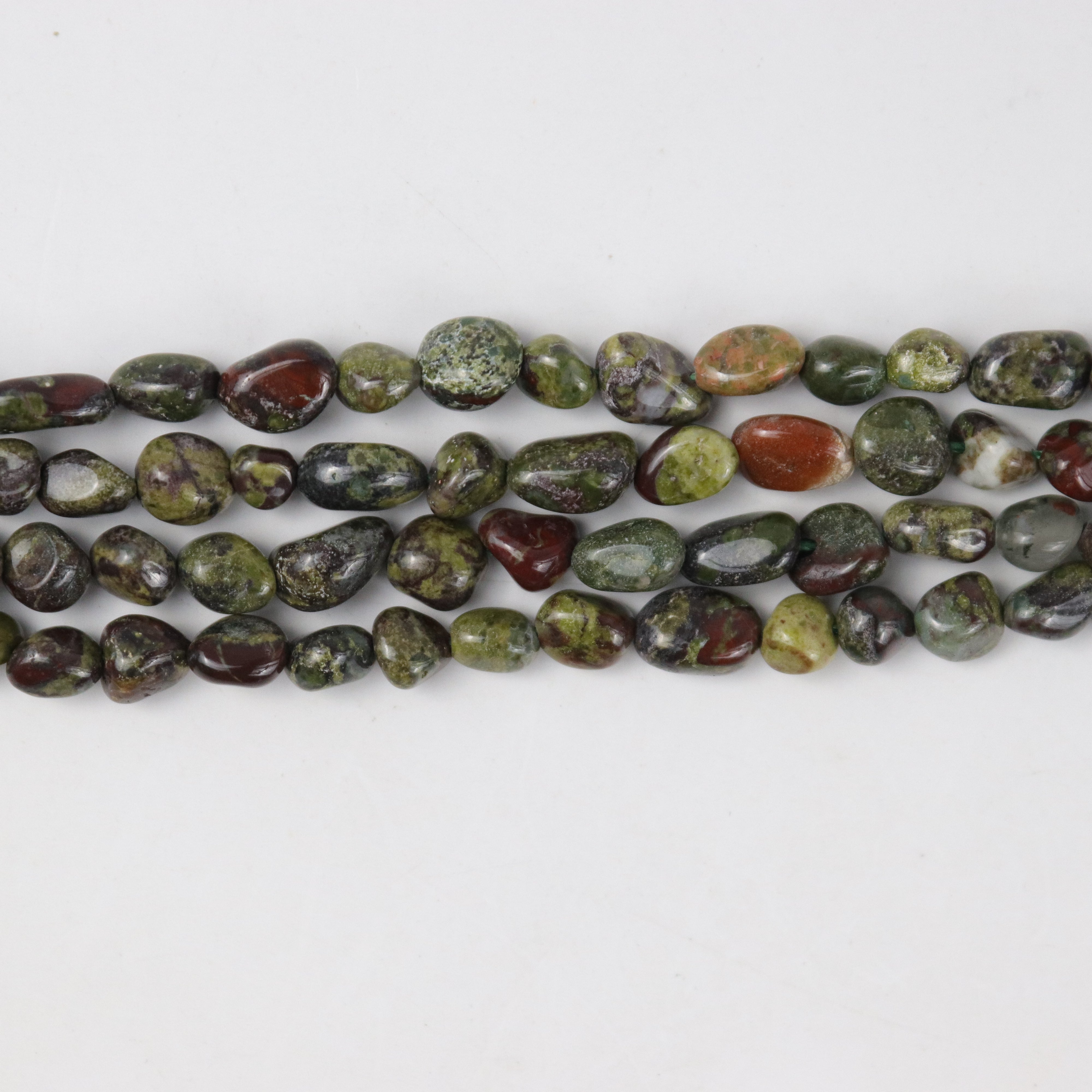 Small African Bloodstone Nugget Bead Half Strand