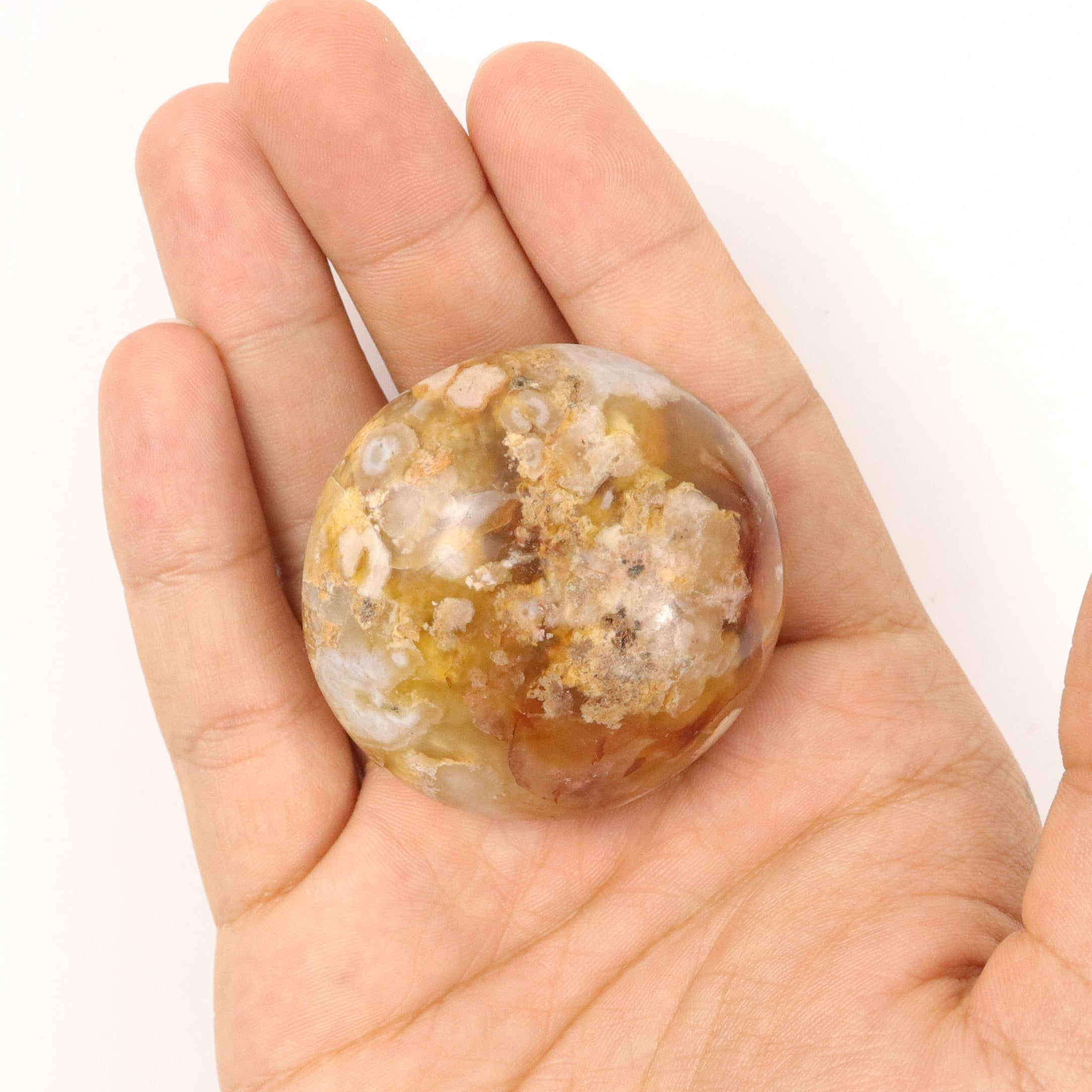 2 Inch Flower Agate Palm Stone S5