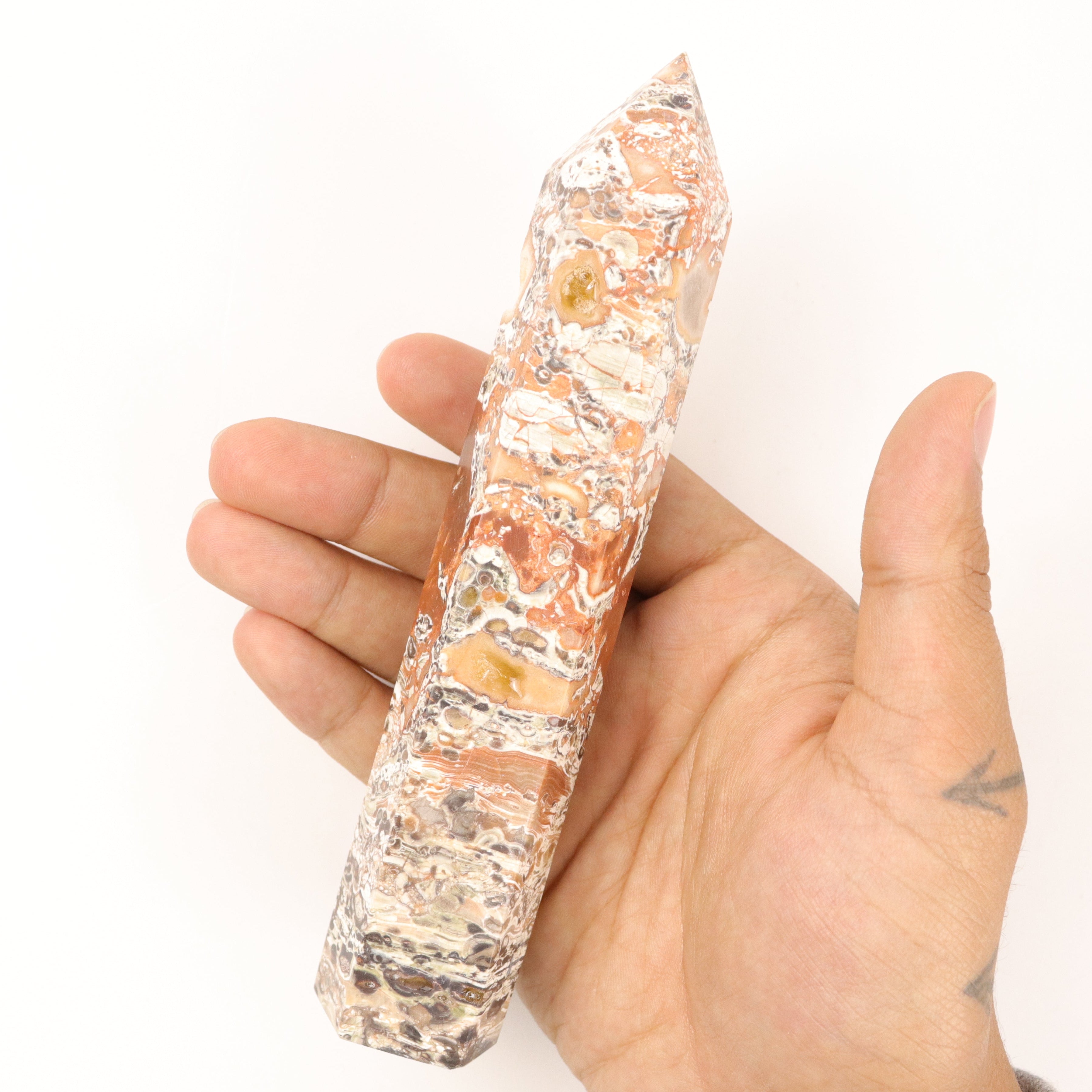 6.5 Inch Money Agate Tower H28