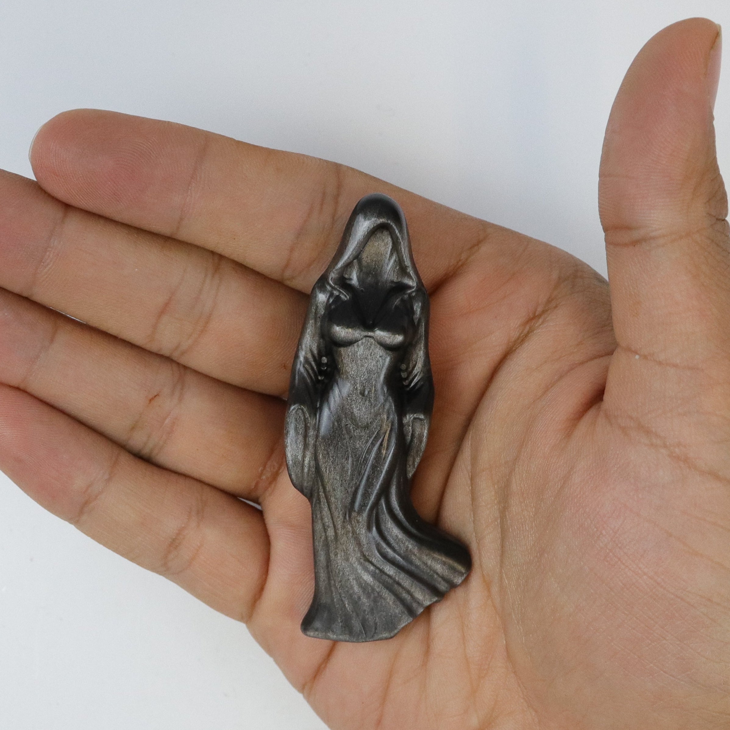 3 Inch Silver Sheen Obsidian Death Lady B18