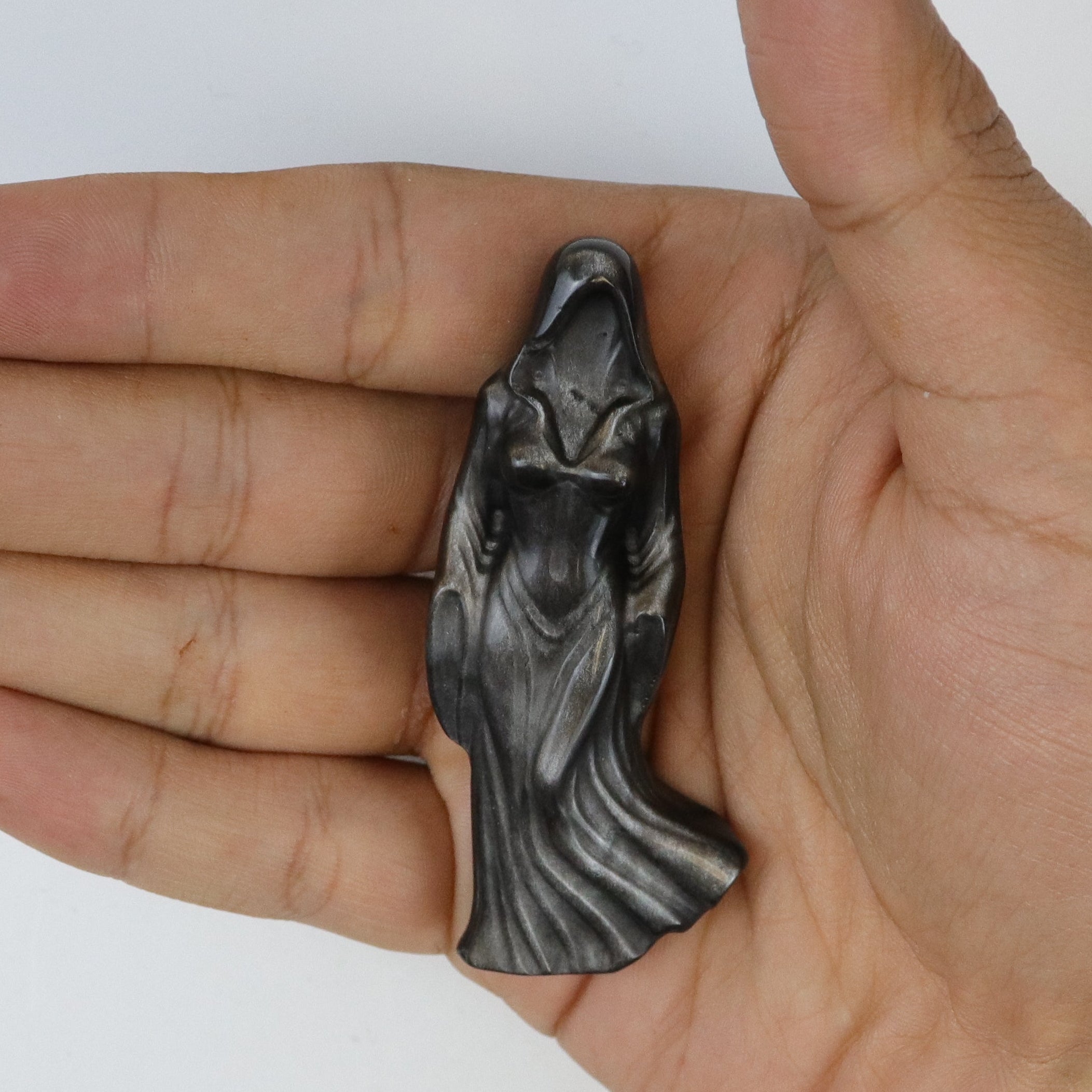 3 Inch Silver Sheen Obsidian Death Lady C18