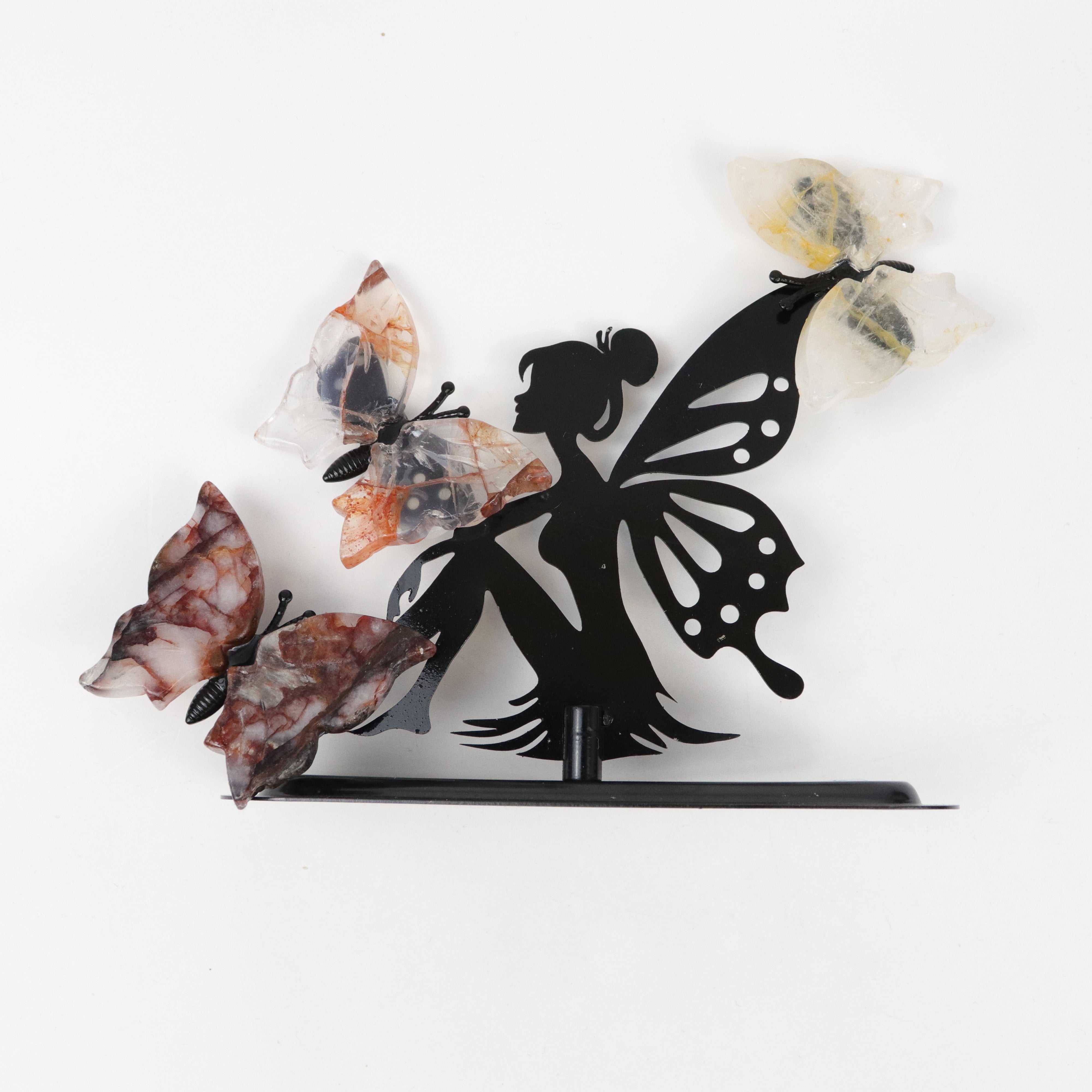6 Inch Fairy w Gemstone Butterflies on Stand A56