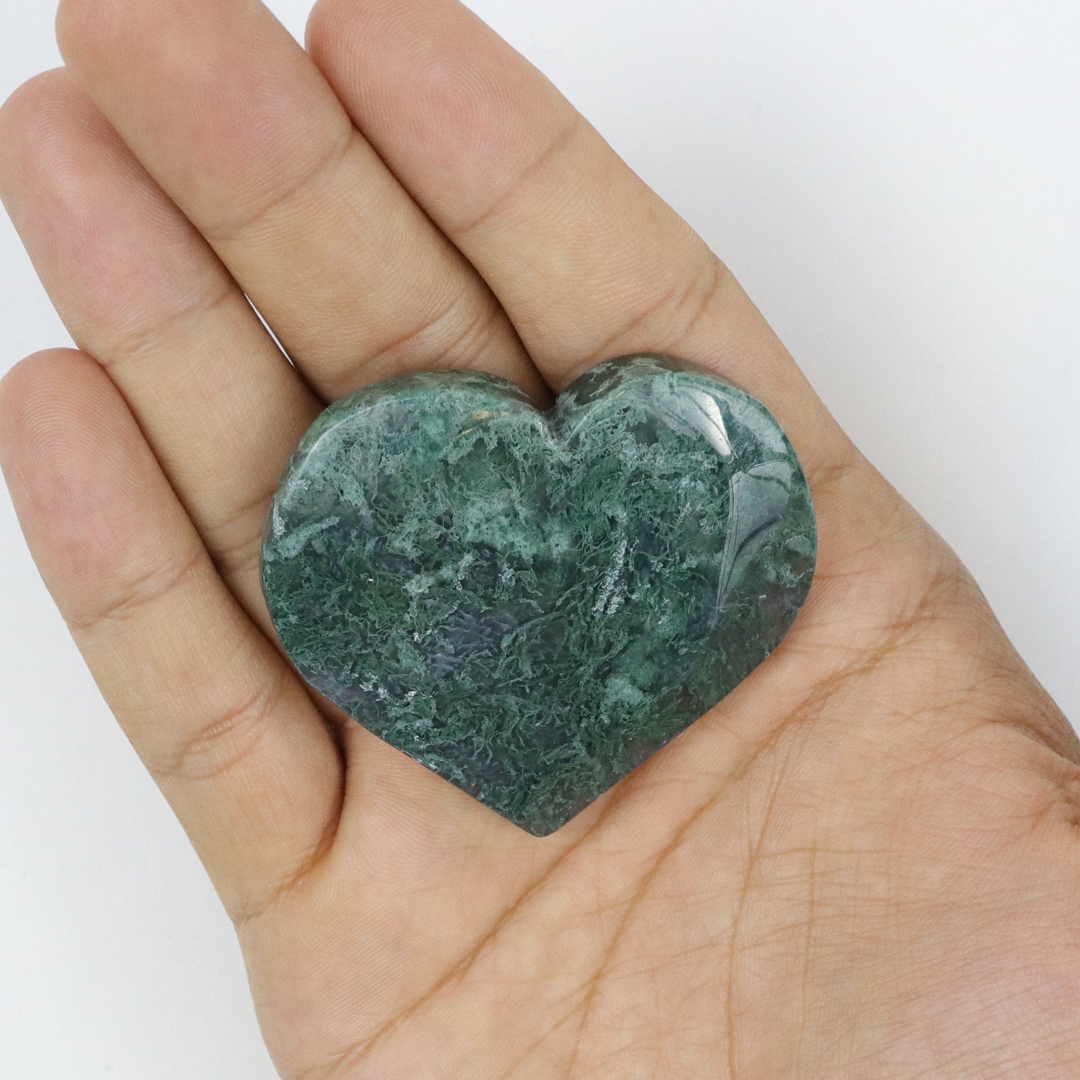 2 Inch Moss Agate Heart J5