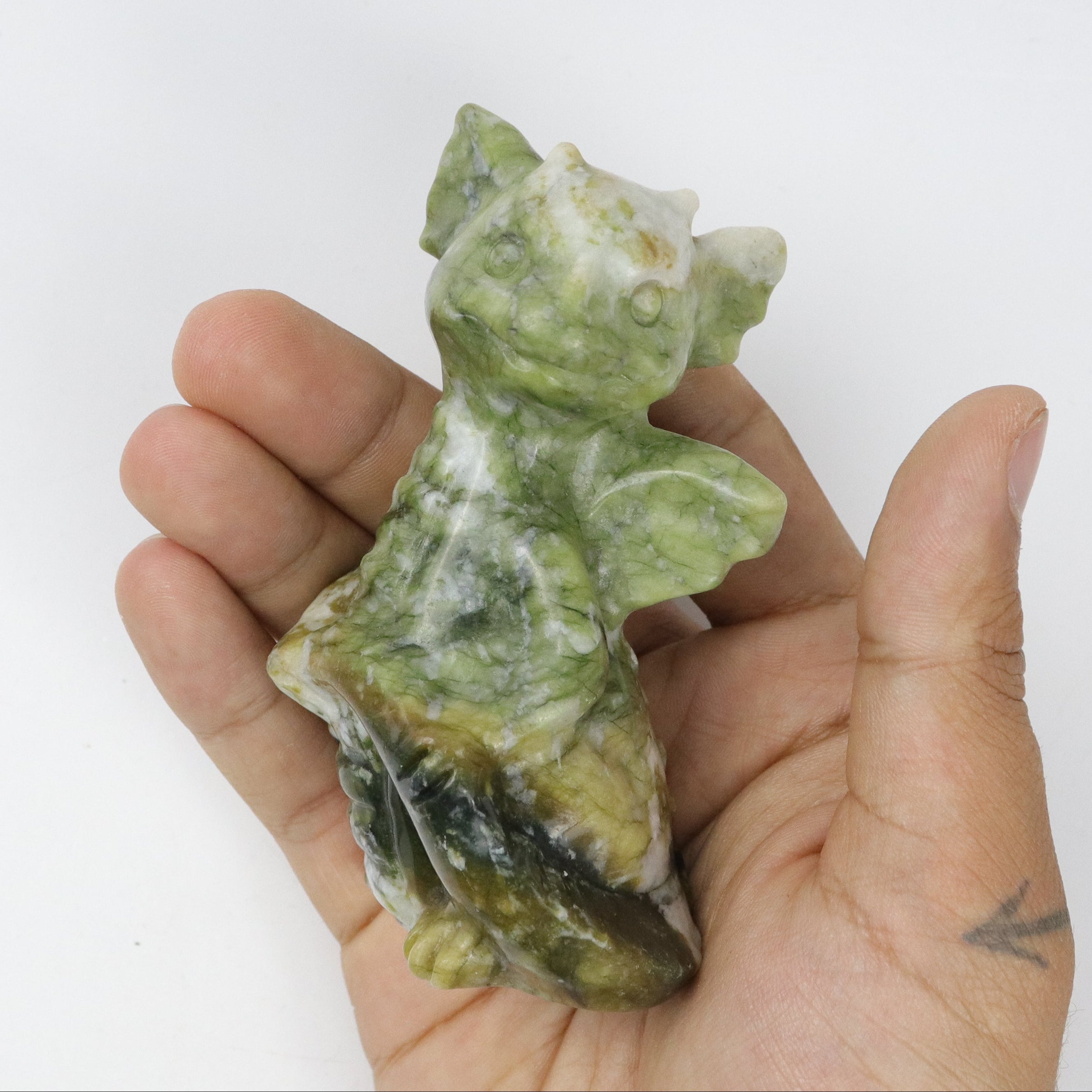 4 Inch Green Serpentine Dragon L36
