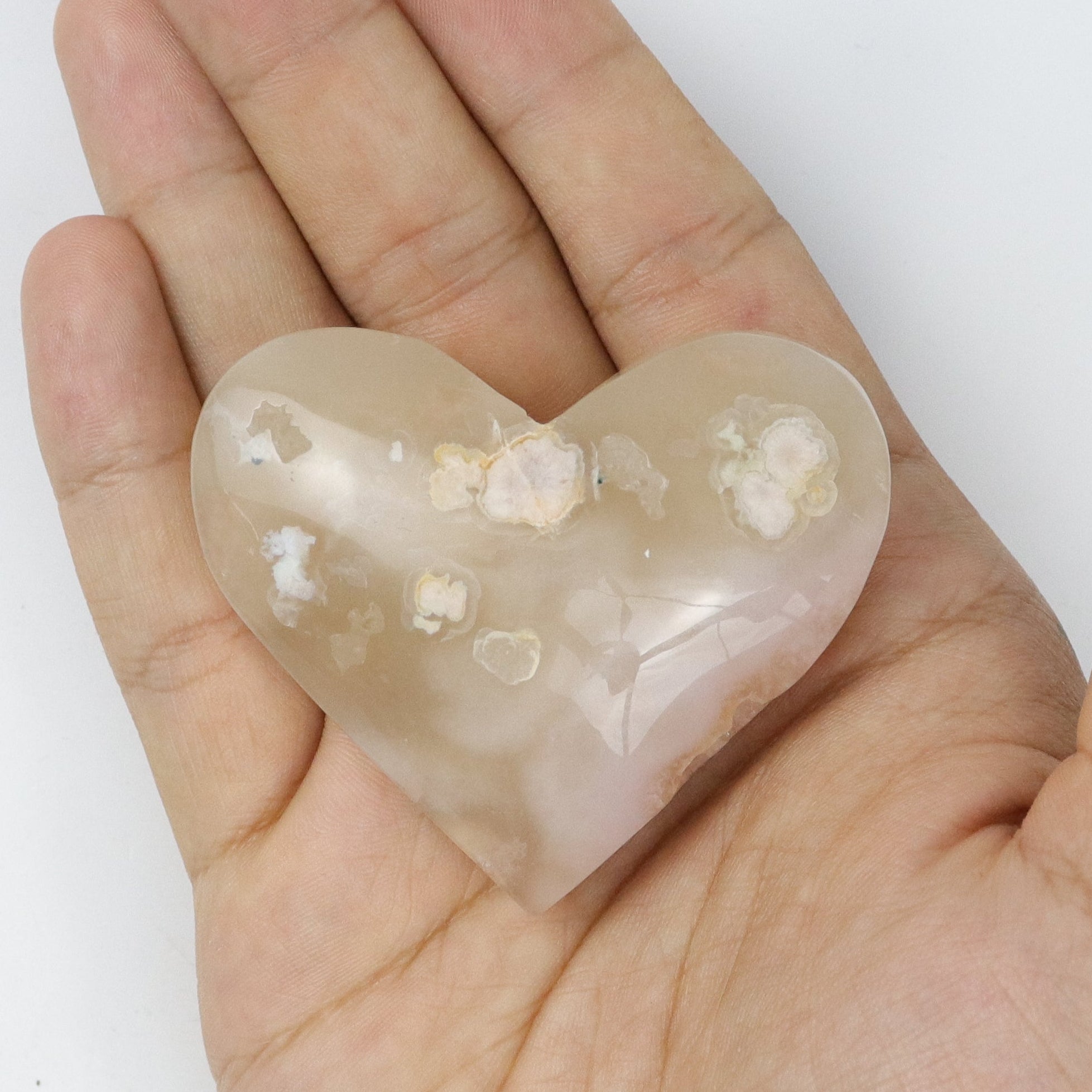 2.5 Inch Flower Agate Heart H5