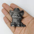 2.25 Inch Silver Sheen Obsidian Cowboy Kitty R18