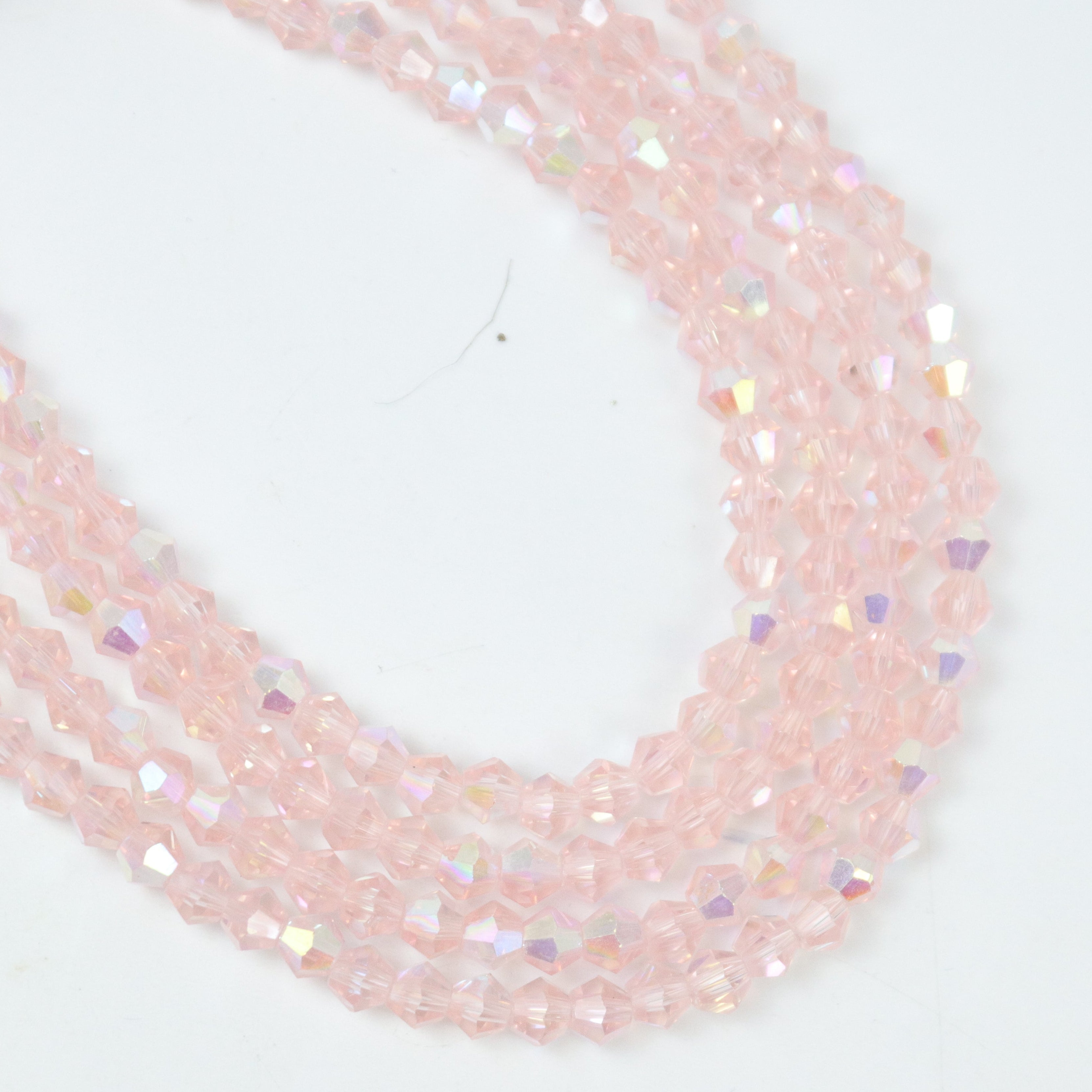 4mm Light Pink Faceted Bicone Crystal 12-Inch Bead Strand