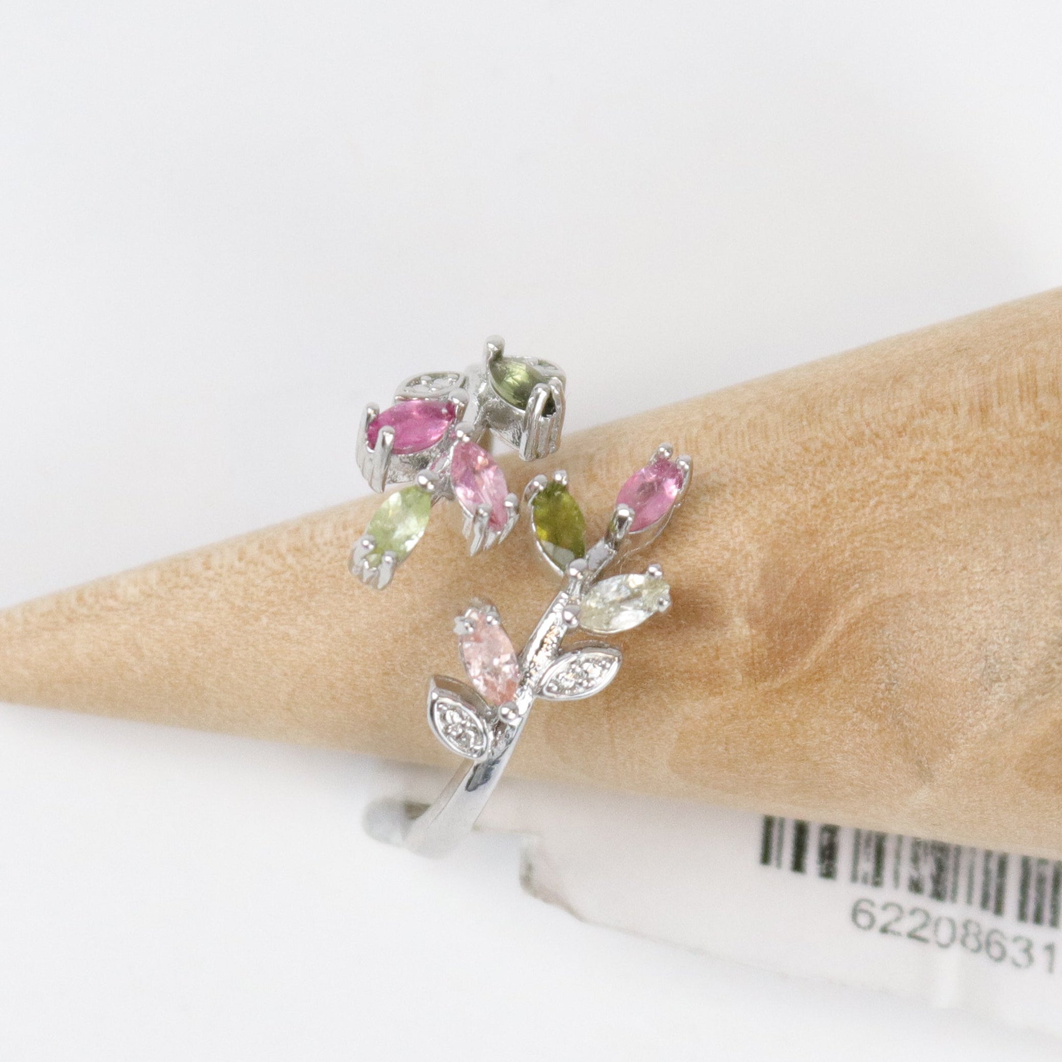Pink & Green Tourmaline Adjustable Ring K9