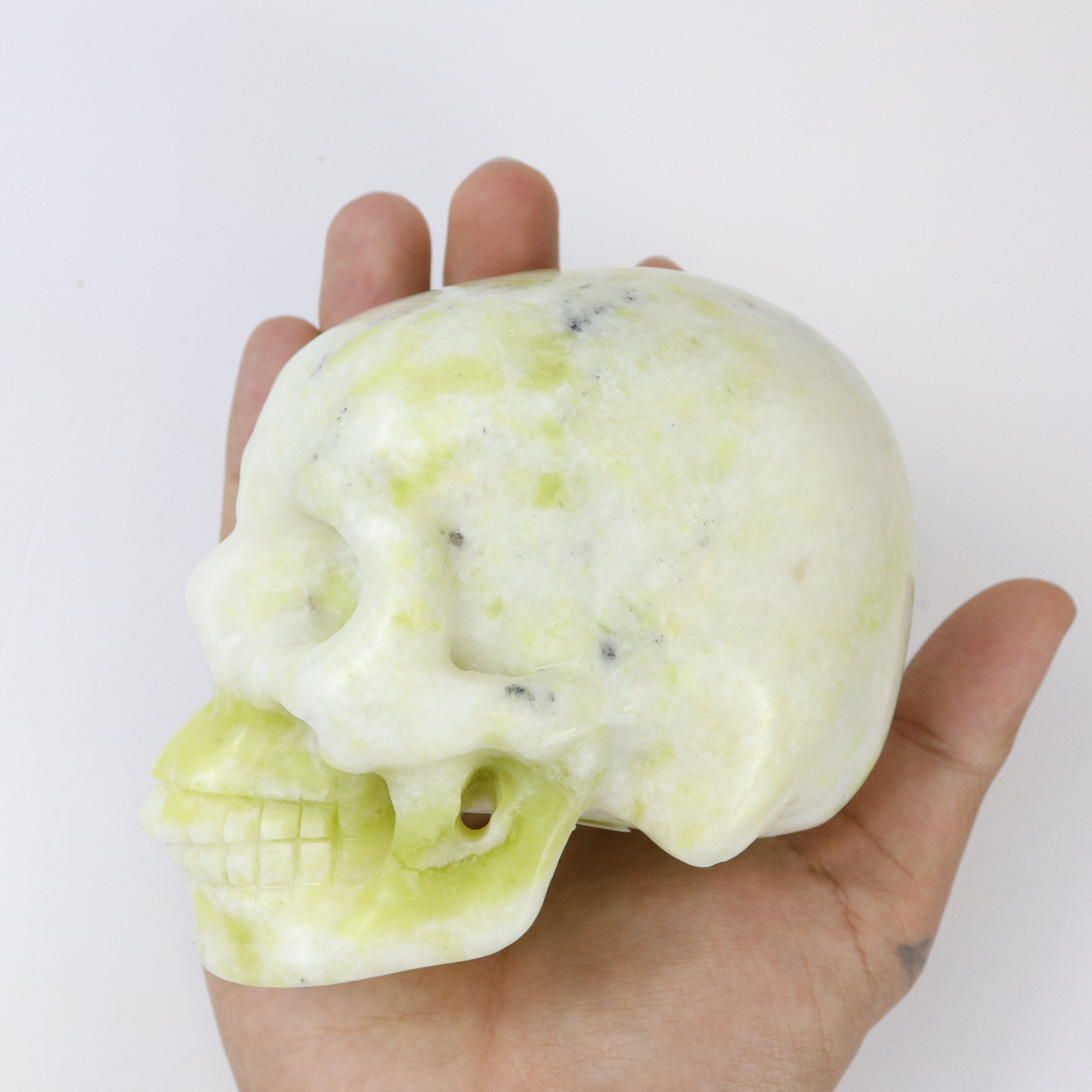 4.25 Inch Large Light Serpentine Skull C104