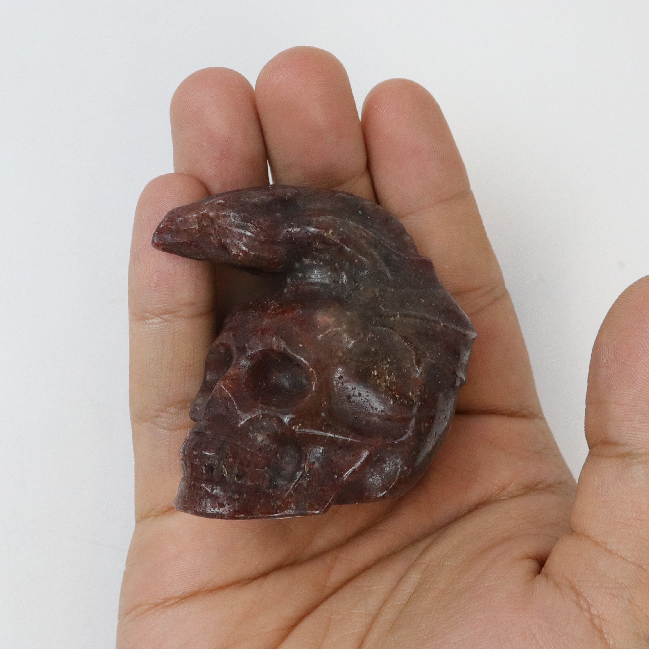 2 Inch Strawberry Quartz Dragon on Skull C19
