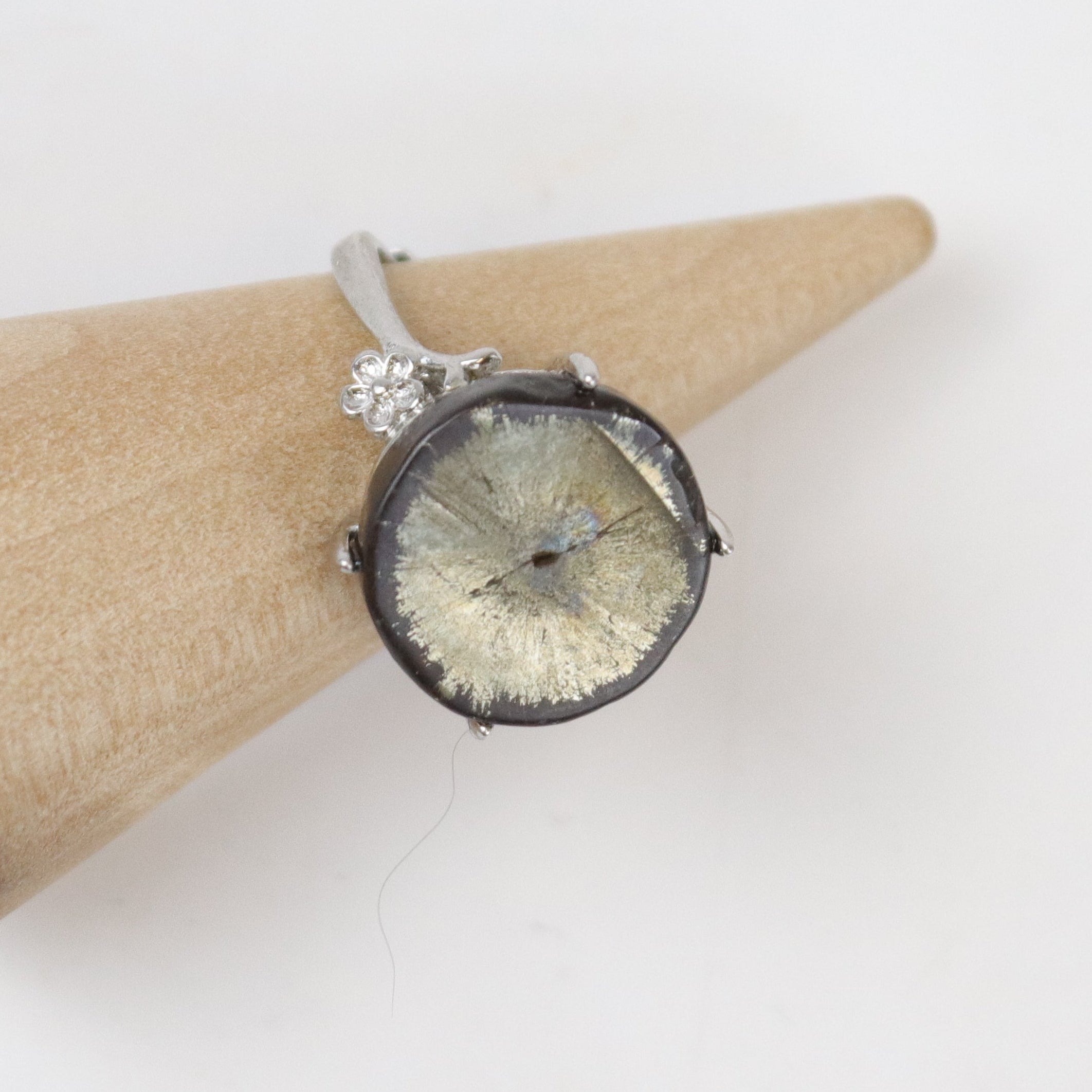Adjustable Pyrite Coin Ring K10
