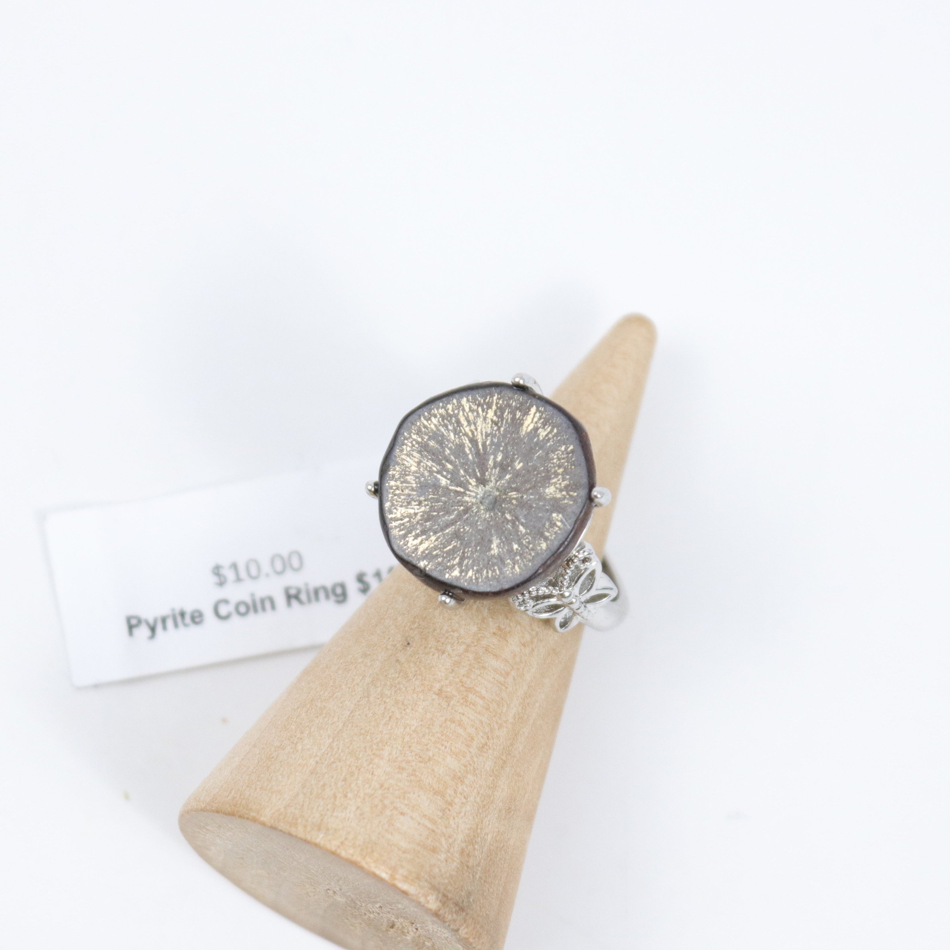 Adjustable Pyrite Coin Ring P10