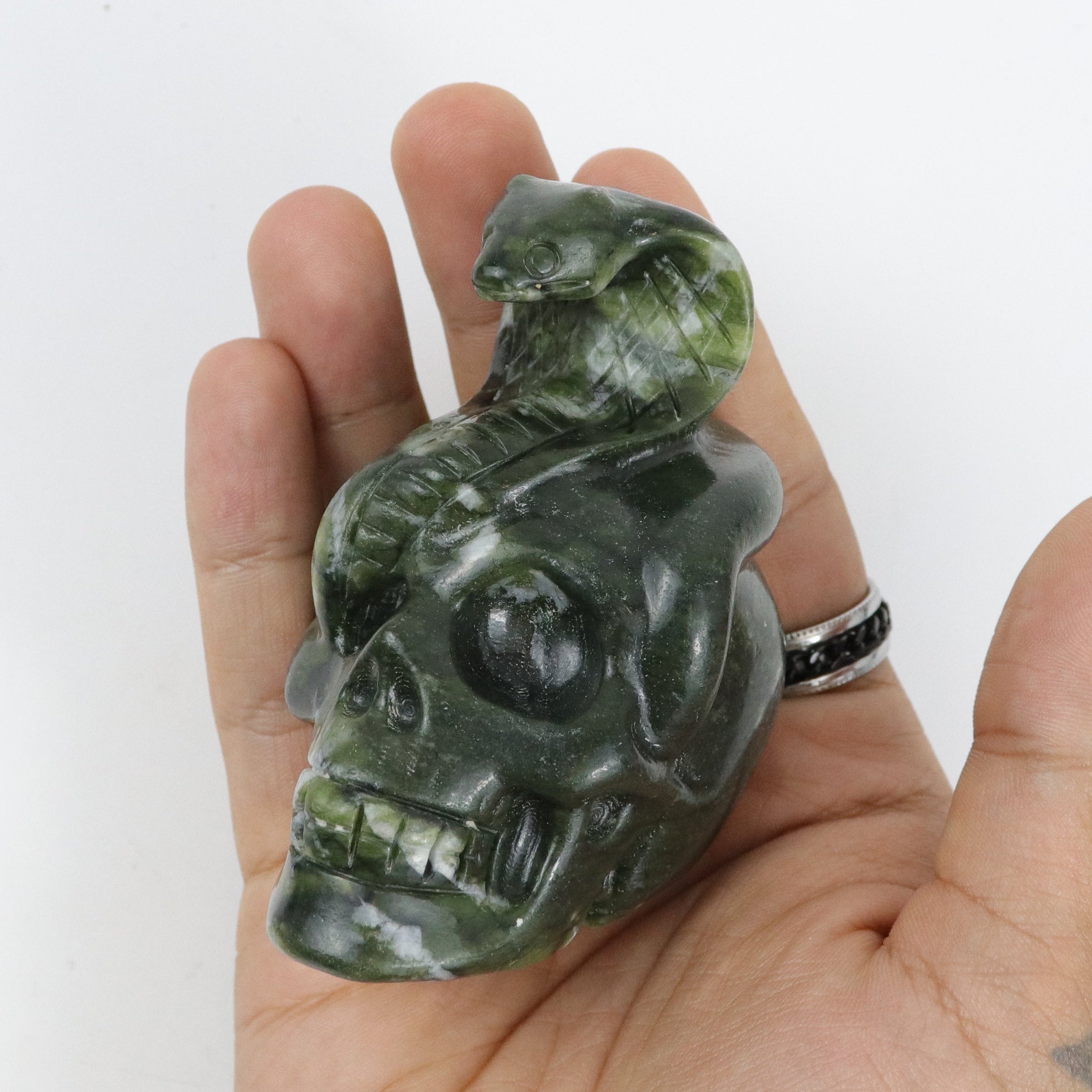 3 Inch Serpentine Skull & Snake D24