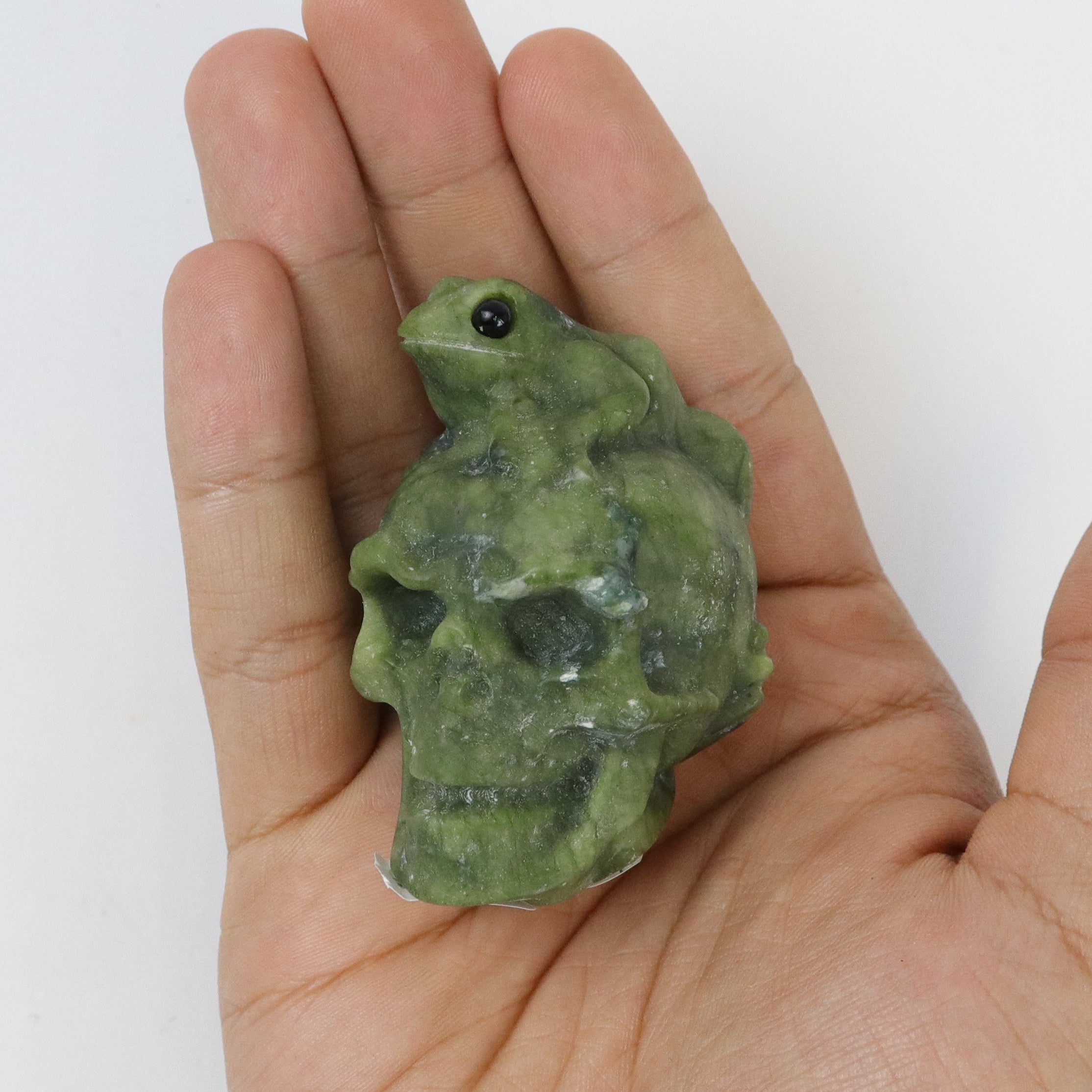 2.75 Inch Serpentine Skull & Frog E16