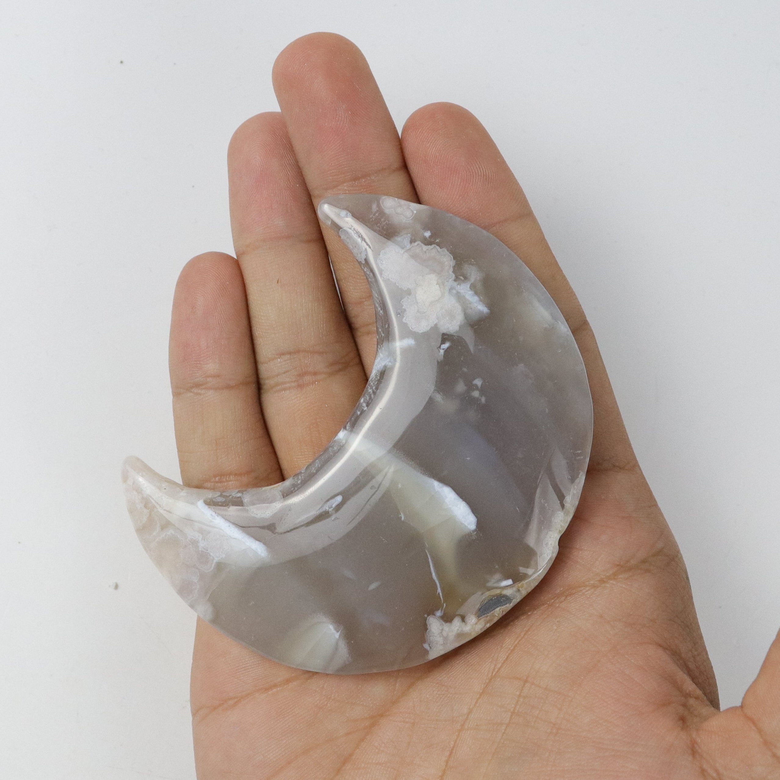 3 Inch Flower Agate Moon K14