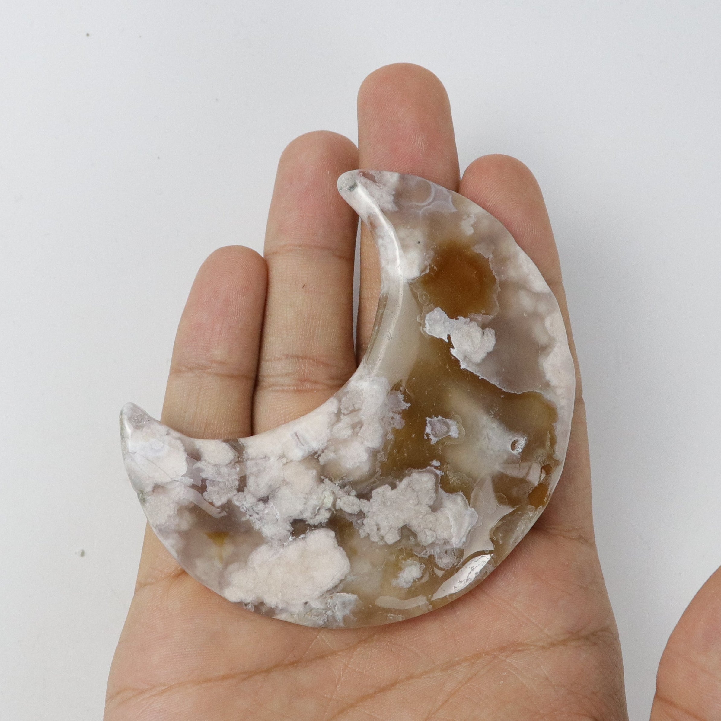 3 Inch Flower Agate Moon J14