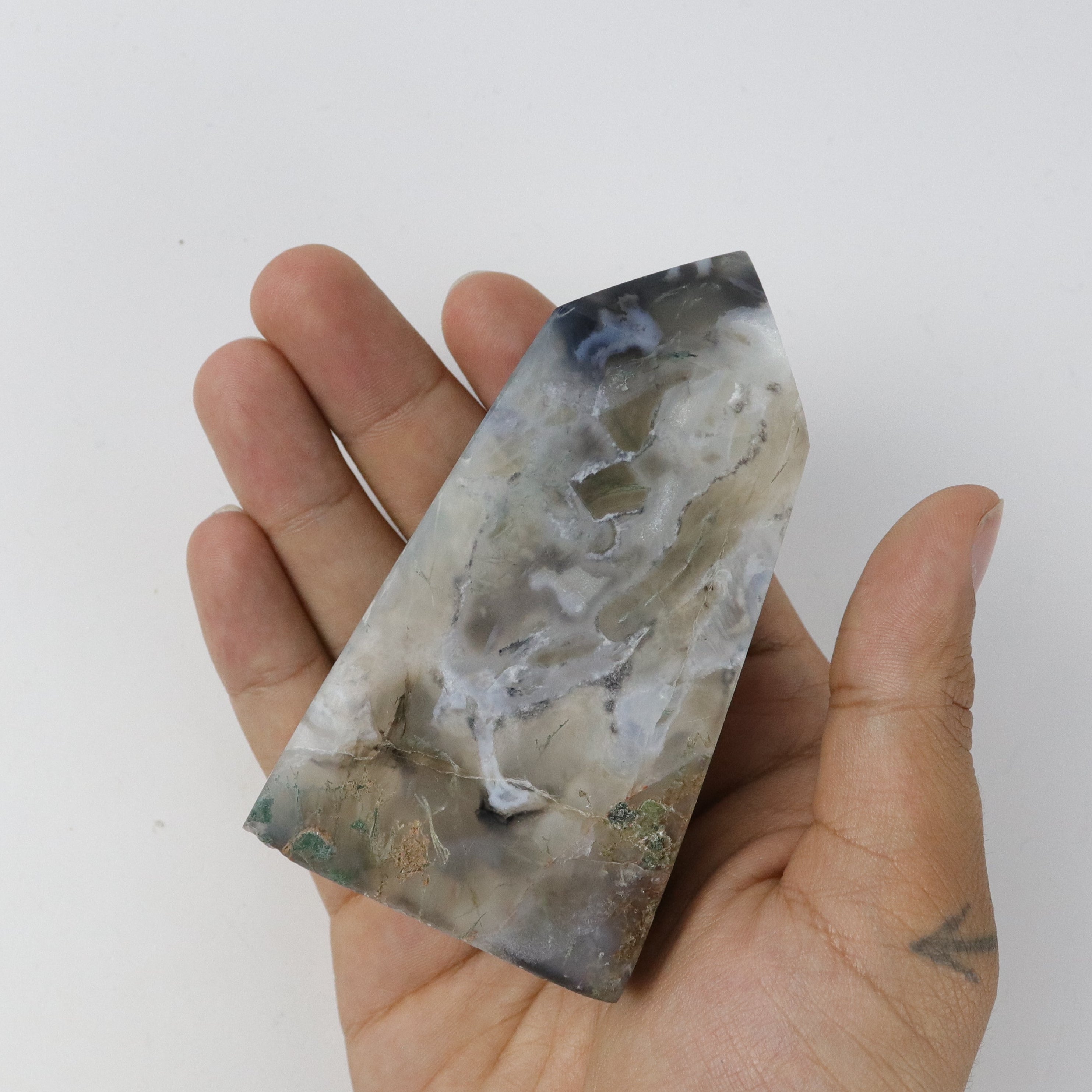 4 Inch Moss Agate Tower H20